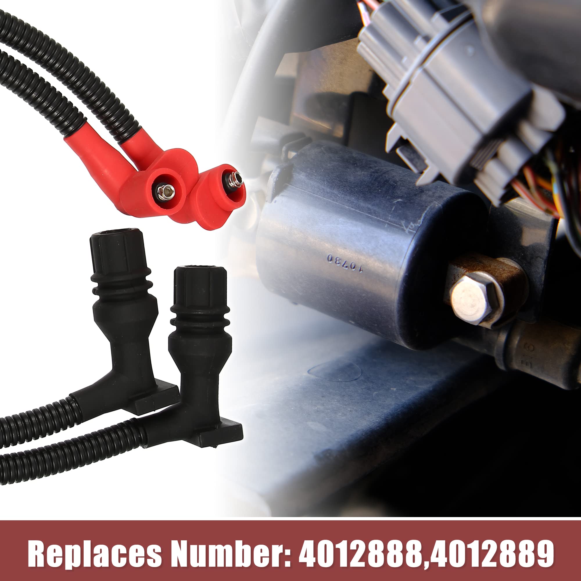 X Autohaux Ignition Coil Wire Ignition Spark Plug Wire Spark Plug Cap For Polaris For Ranger 800 Efi 2011-2017 For Ranger Crew 800 2011-2014 For Rzr 4 S 800 4012888 4012889