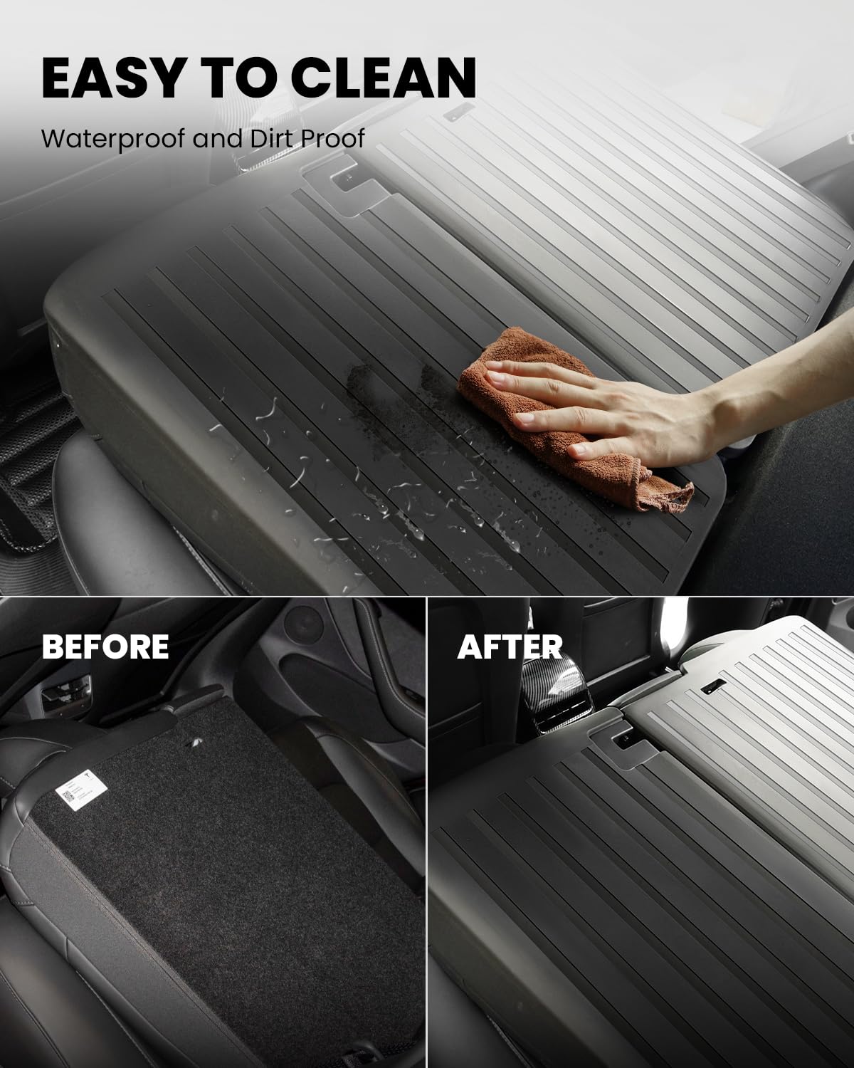 Lasfit Rear Seat Back Cover Fit For Tesla Model 3 Second Row Backrest Protector, Tpe Wear Resistant Seat Mat For 2017-2023 Acces