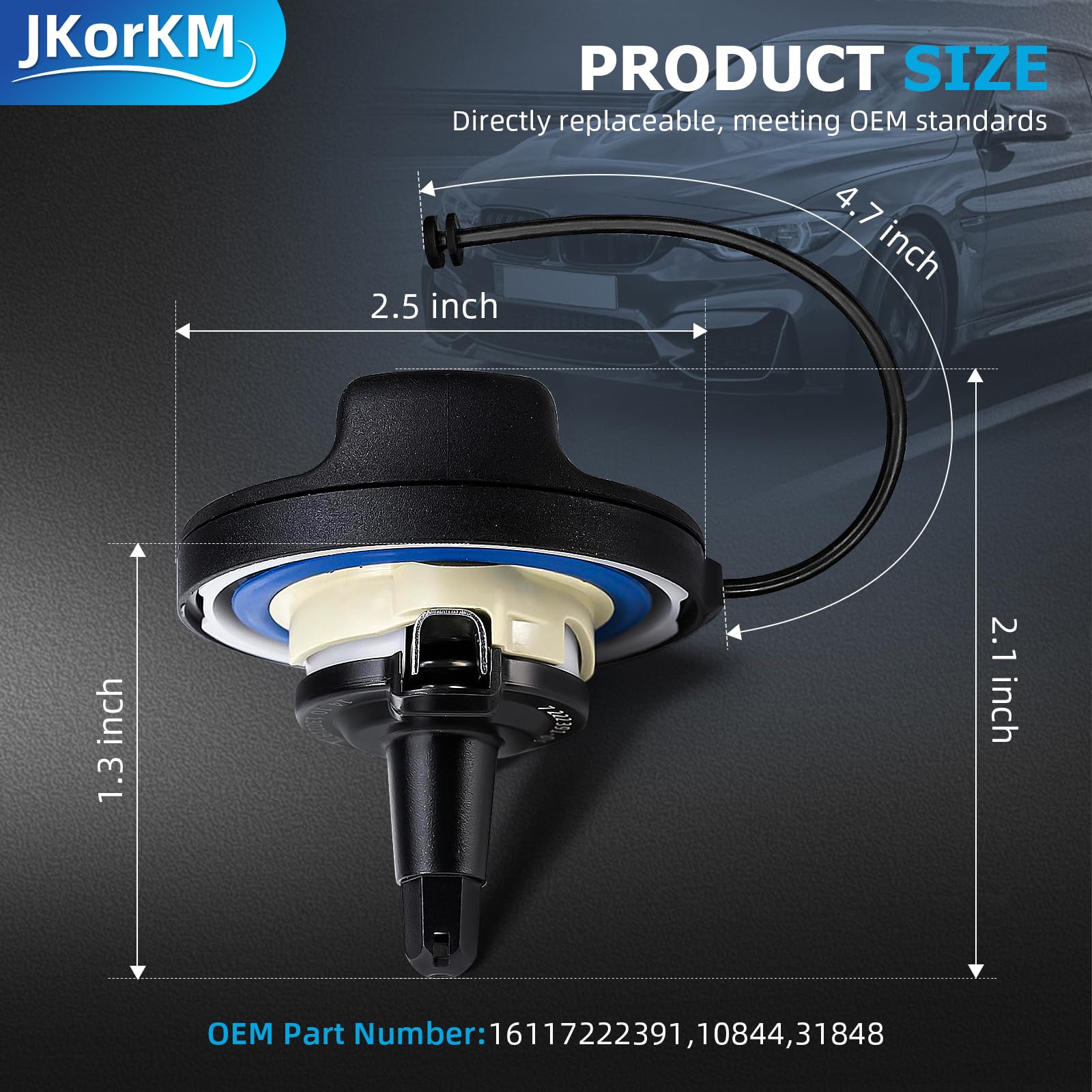 Jkorkm 16117222391 Gas Cap, Fuel Tank Filler Cap Compatible With Bmw 128I 320I 325I 328I 328Xi 330I 330Xi 335I 525I 528I 530I 53