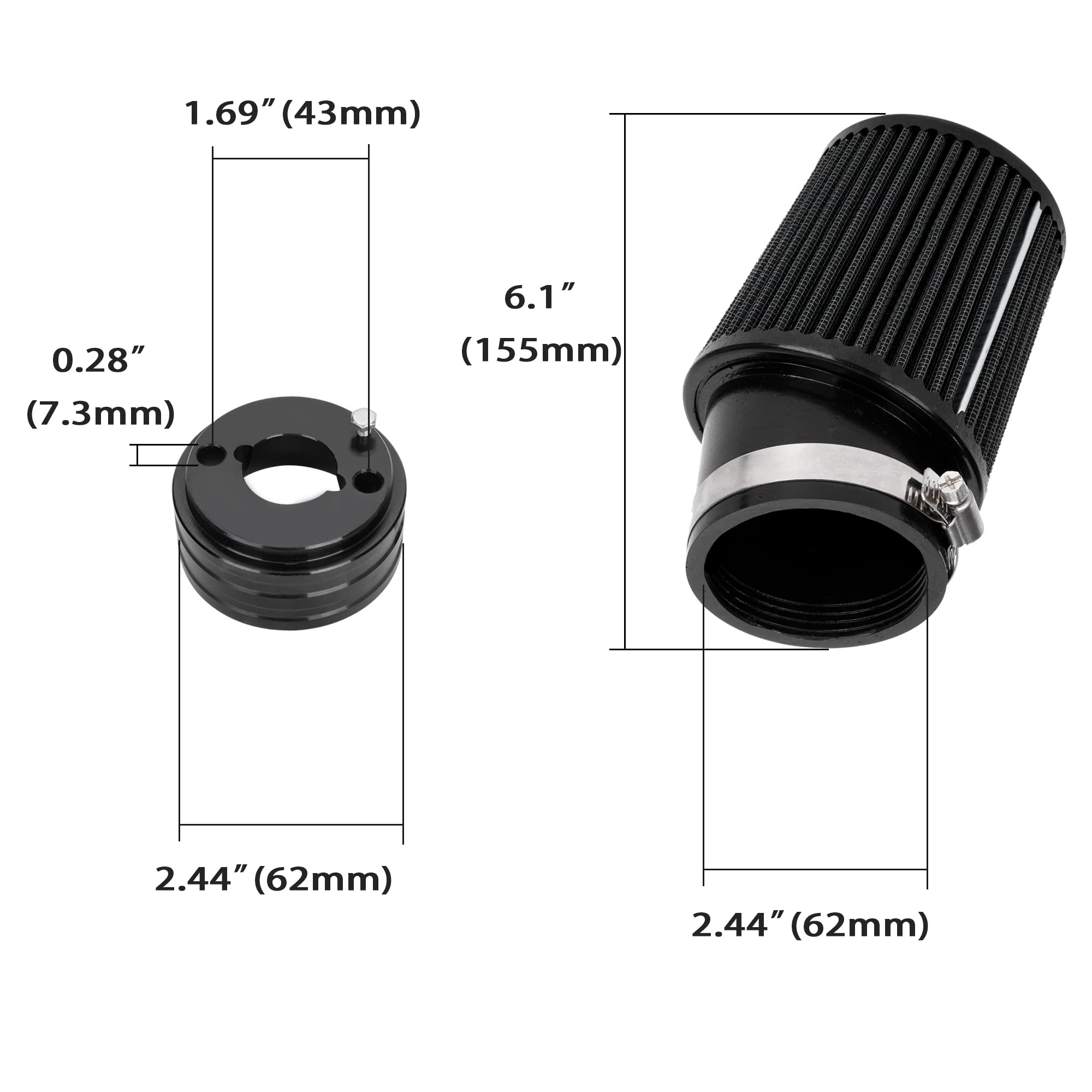 Weiyingsi High Performance Upgraded 62Mm Air Filter Adapter Intake And Spark Plug Kit For Predator 212Cc 6.5Hp Baja Mb165 & Mb20