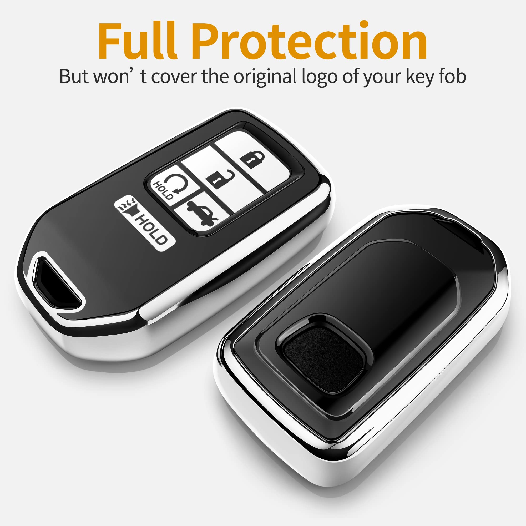 Sindeda For Honda Key Fob Cover With Leather Keychain,Soft Tpu Full Cover Protection,Key Fob Case Compatible Honda Accord Civic