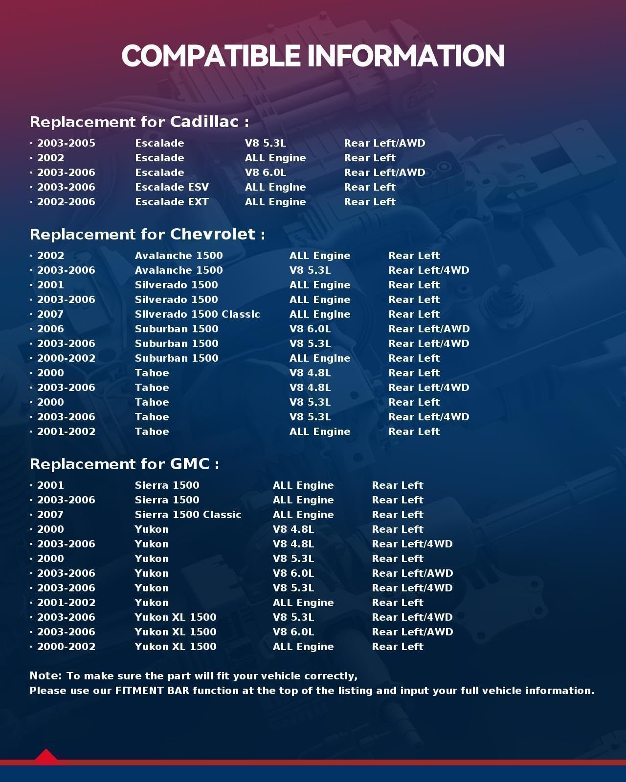 Kax Rear Left Brake Caliper 18B4764 Compatible For Silverado 1500/Sierra 1500 2001 2003-2006, Tahoe/Suburban 1500/Yukon/Yukon Xl