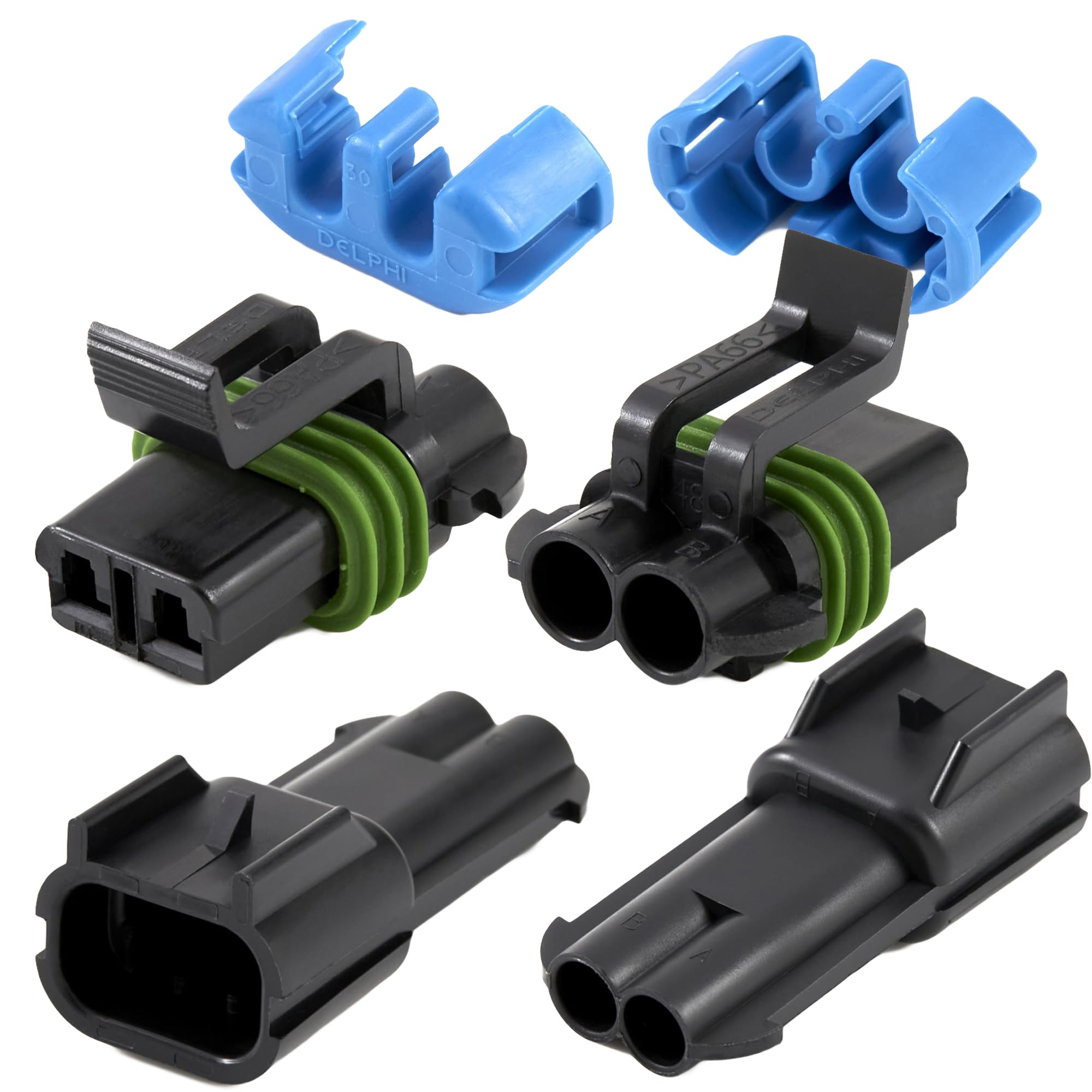 5-Pack (2-Pin) 30Amp Metri-Pack Waterproof Connector Terminals And Seals 12-10Awg