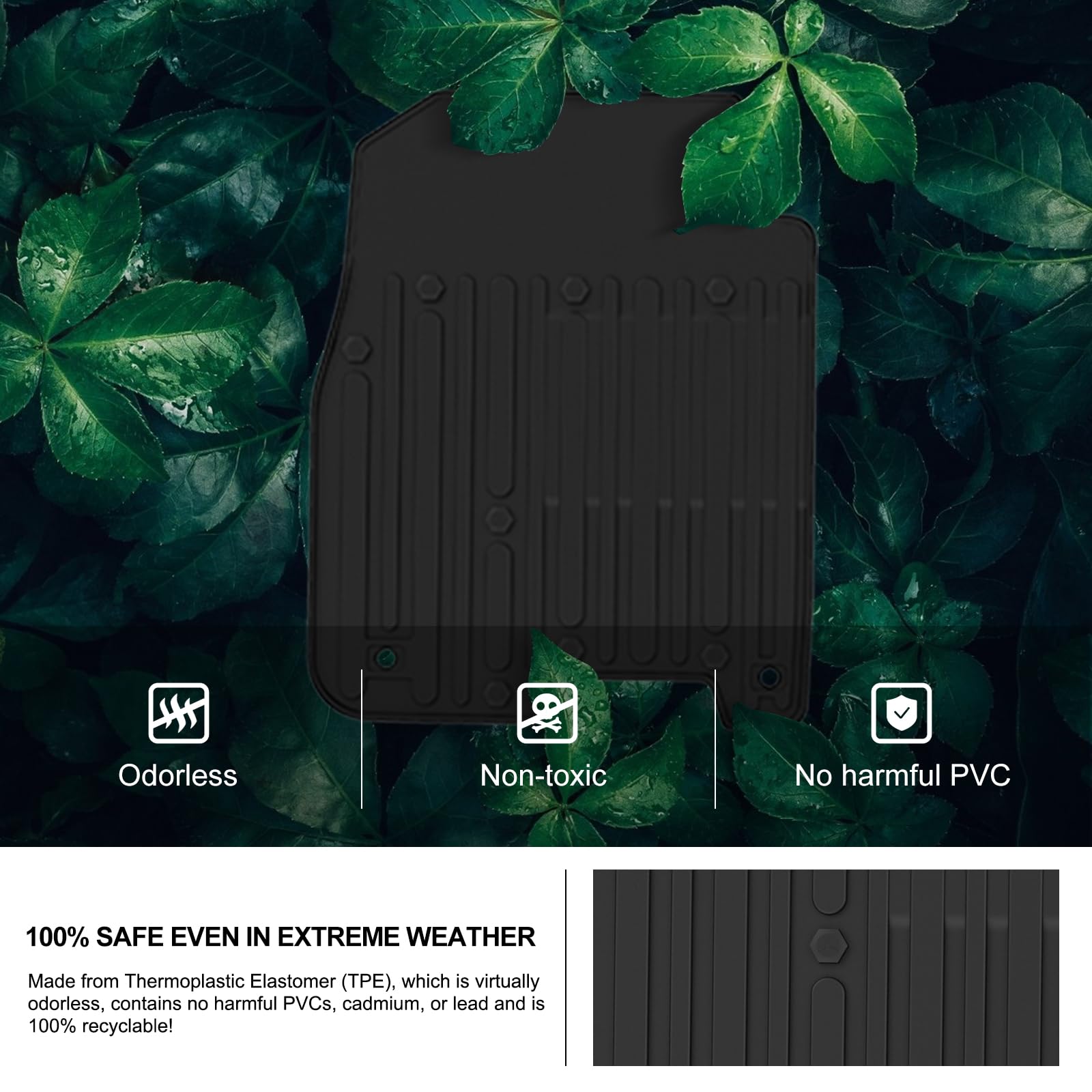 Kiwi Master Floor Mats For 2013-2018 Dodge Ram 1500/2500/3500 Crew Cab, 2019-2024 Ram 1500 Classic Crew Cab All Weather Mat Tpe