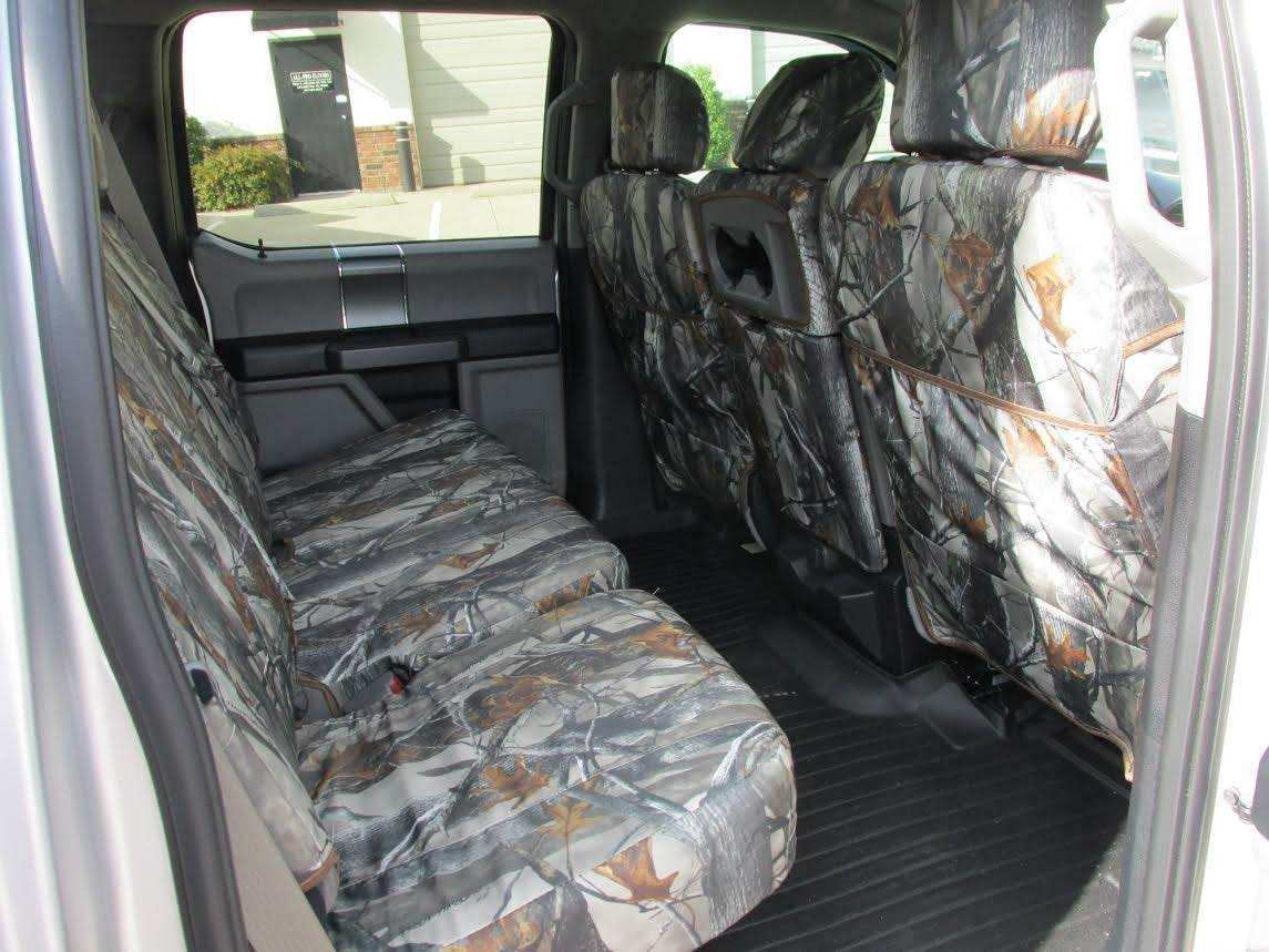 Durafit Seat Covers Made to fit, FD81 DS1 C 2016-2019 F250/F550 Camo Endura and for 2015-2019 Ford F150 Super Crew Front and Rear Seat Cover Set.