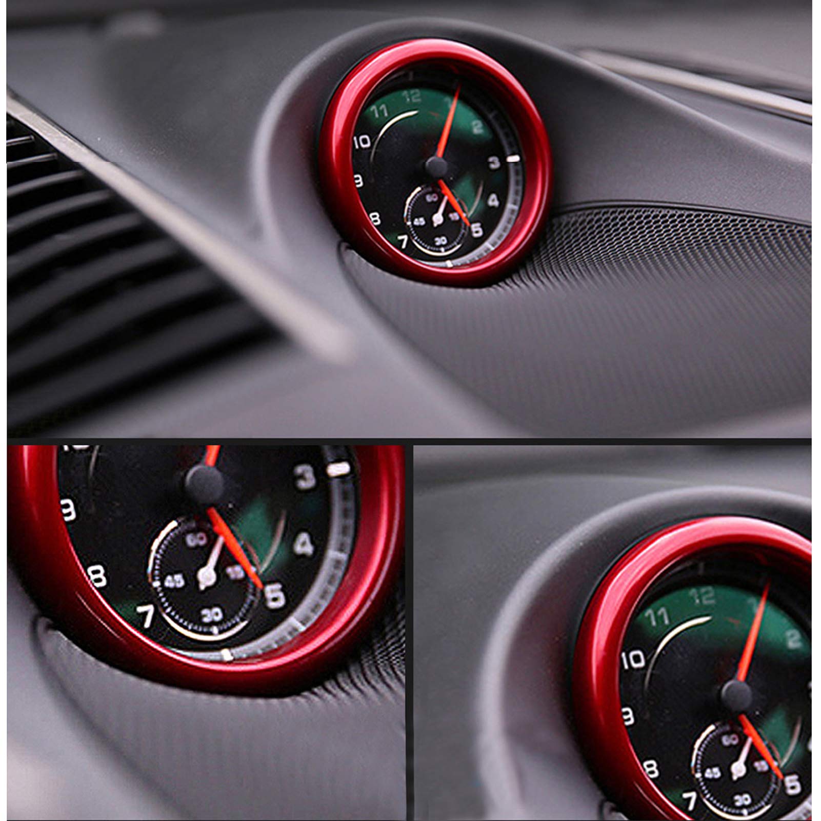 Ramecar Dashboard Center Clock Surrounding Compass Cover Aluminum Ring Emblem Sticker for Porsche 911 718 Cayenne Macan Panamera