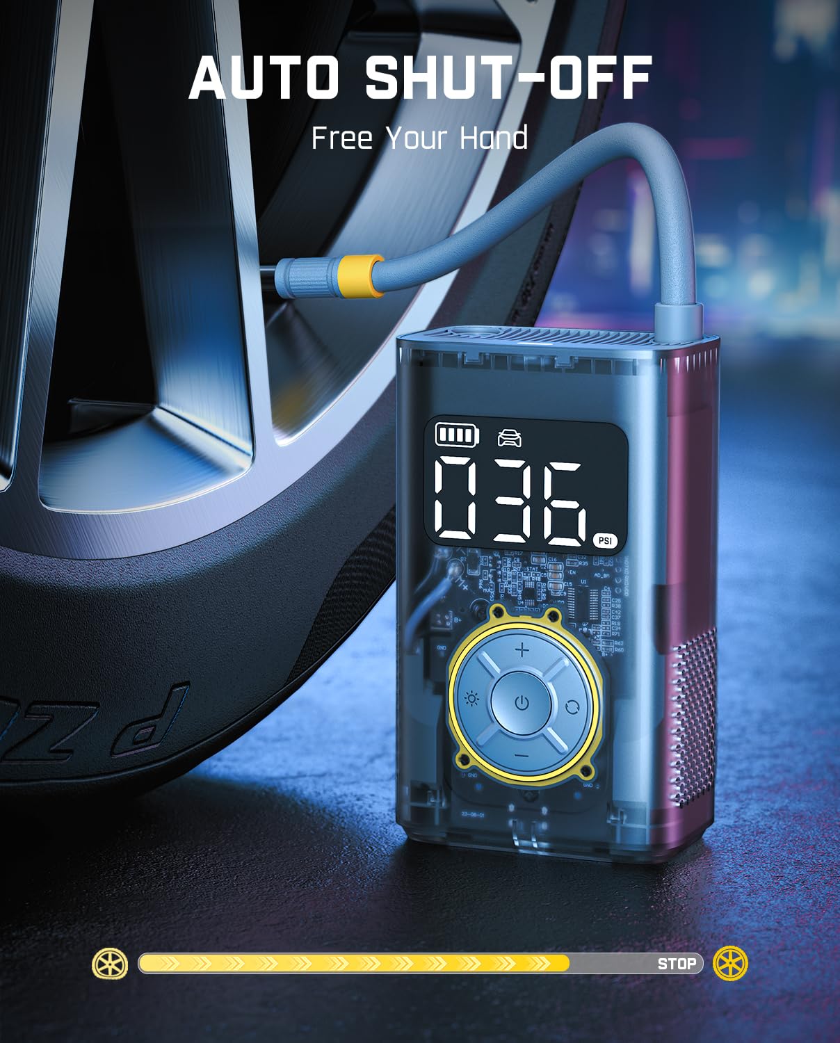 Fanttik X9 Pro Portable Tire Inflator For Compact Car, 1Min Jet-Inflate Electric Bike Pump With Digital Tire Pressure Gauge, 150