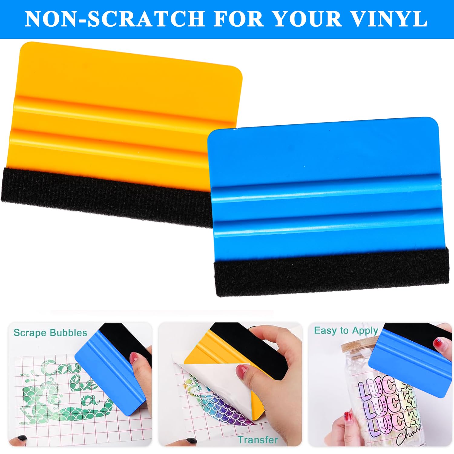 2 Pcs Squeegee For Vinyl Plastic Squeegee Window Tint Squeegee Soft Vinyl Wrap Tools Tint Squeegee For Window Tint,Car Vinyl Wrap,Decal Sticker Installation,Wallpaper