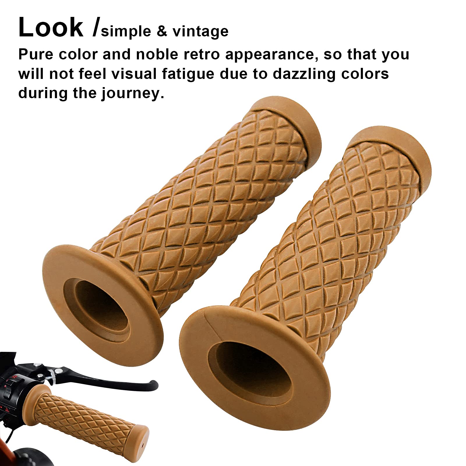 Motorcycle Retro Comfortable Hand Handlebar 7/8 Inch 22 Mm 1 Inch 24 Mm Non Slip Rubber Handle Grips Compatible With Kawasaki (Yellow)