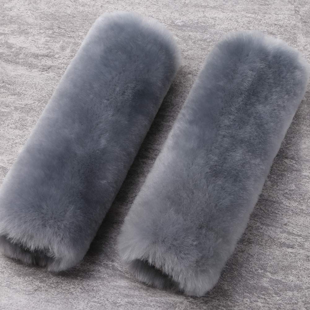 Ogland 2 Pack Natural Fur Comfort Auto Authentic Sheepskin Car Seat Belt Pads For Adults, Soft Texture Shoulder Neck Cushion Pad