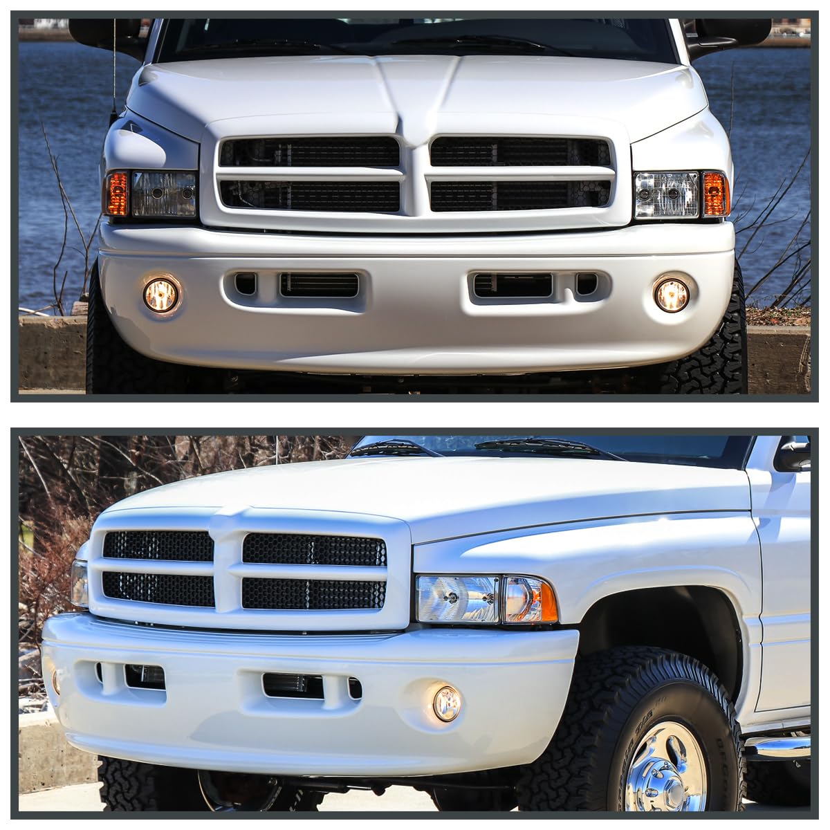 SPEC-D TUNING Clear Driving Fog Lights +Bulbs Compatible with 1999-2002 Dodge Ram Sport Package 1500 2500 3500 L+R Pair Assembly