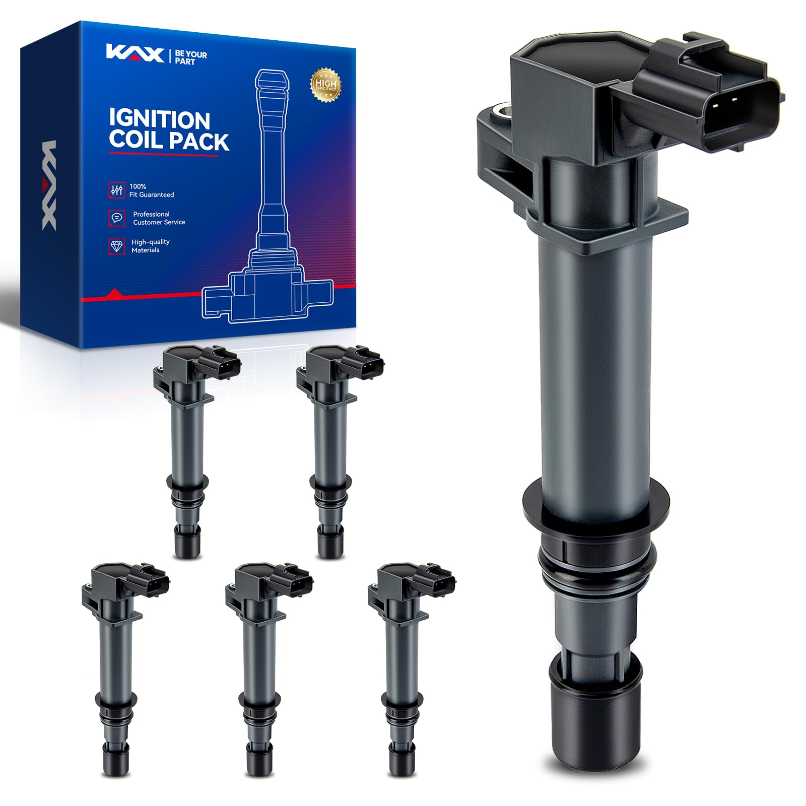 KAX UF270 Ignition Coil 6 Packs Fit for Liberty 2002-2008,Grand Cherokee 1999-2008,Ram 1500 2002-2008,Dakota 2000-2008,Durango 2