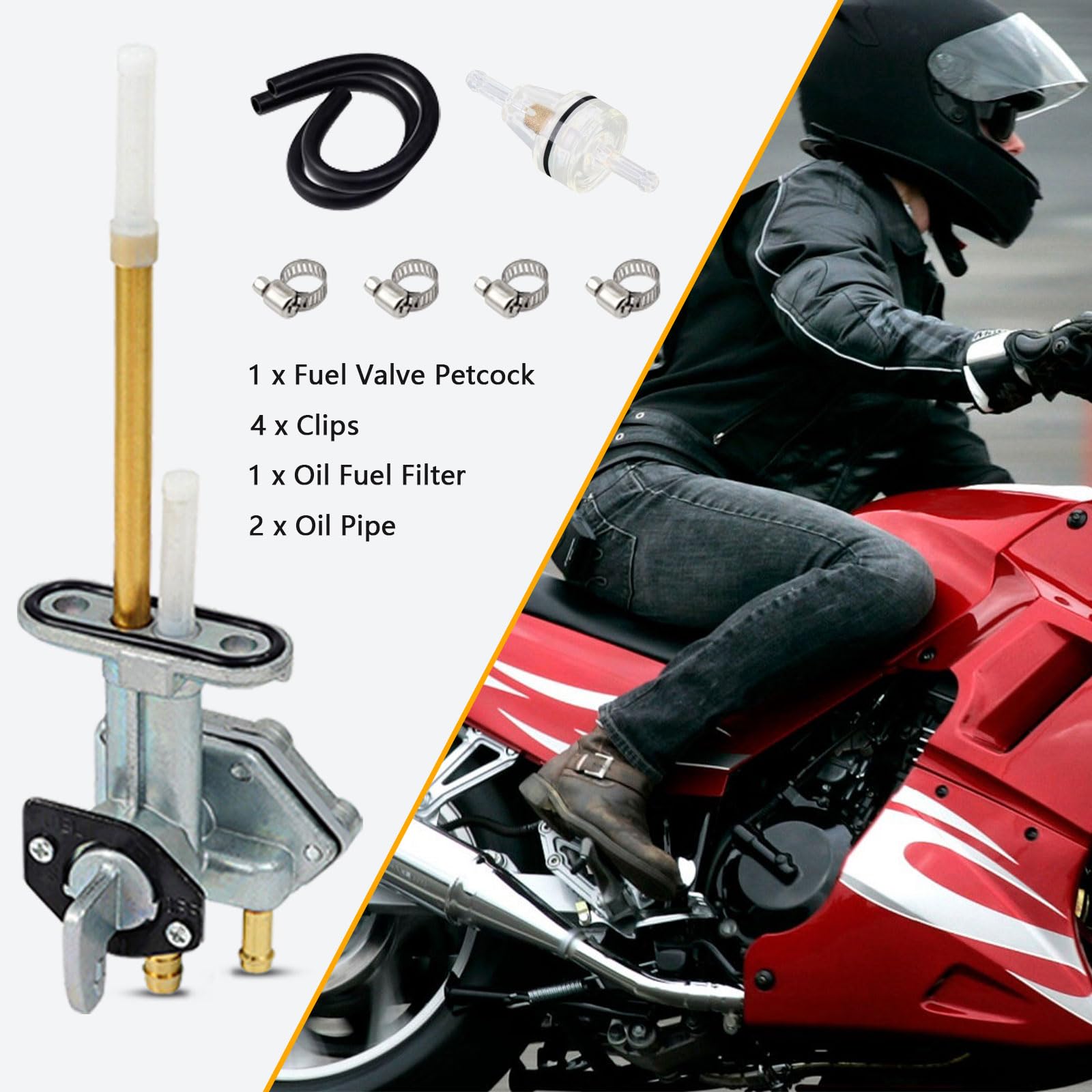 Moto1988 Fuel Valve Petcock Tank Switch Compatible With Kawasaki Ninja 250 250R Ex250F 1988-2007 Oem 51023-1393 51023-1139