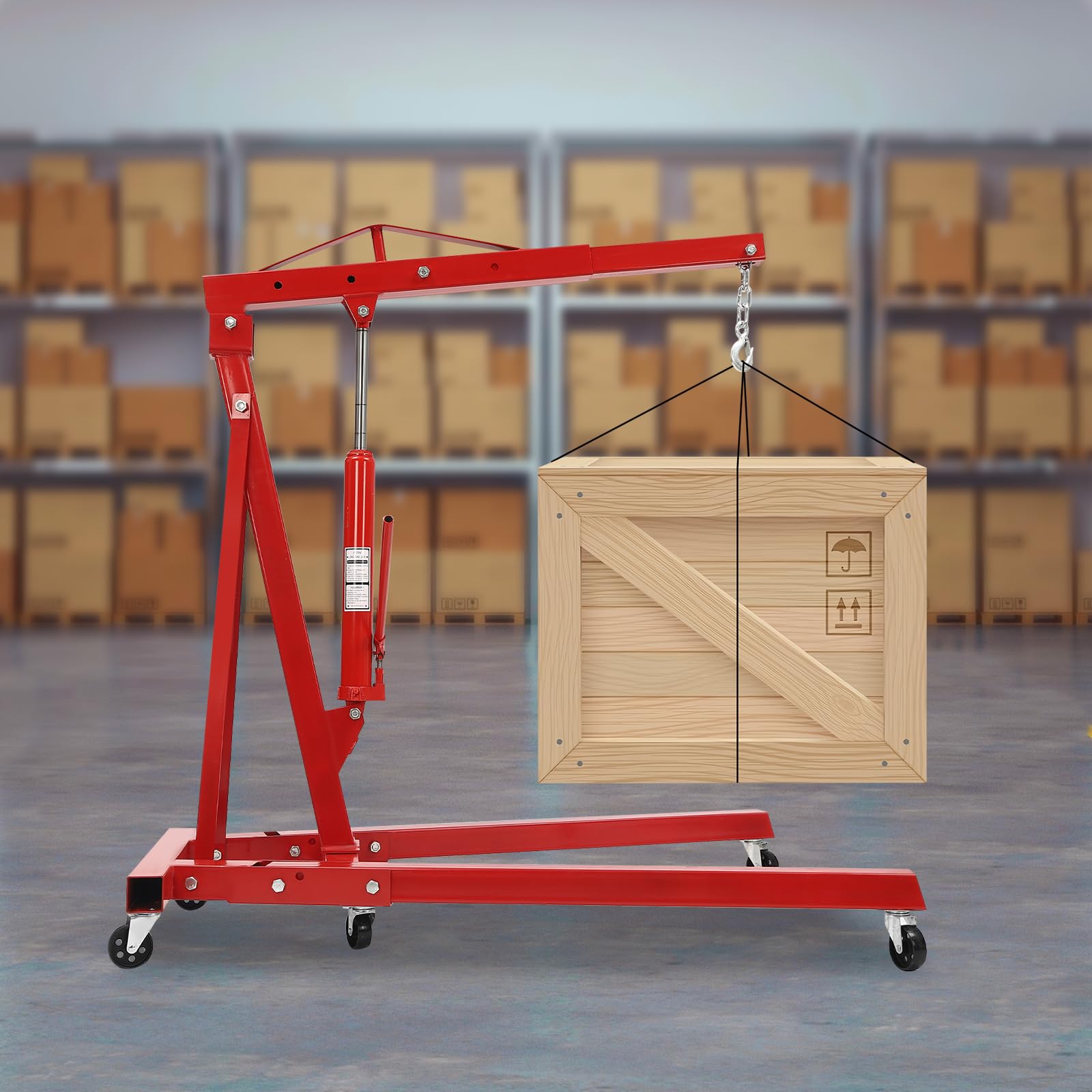 2 Ton Folding Engine Hoist Cherry Picker Shop Crane Hoist Lift,Folding Engine Shop Crane Hoist Lift, Heavy Cherry Picker with 6