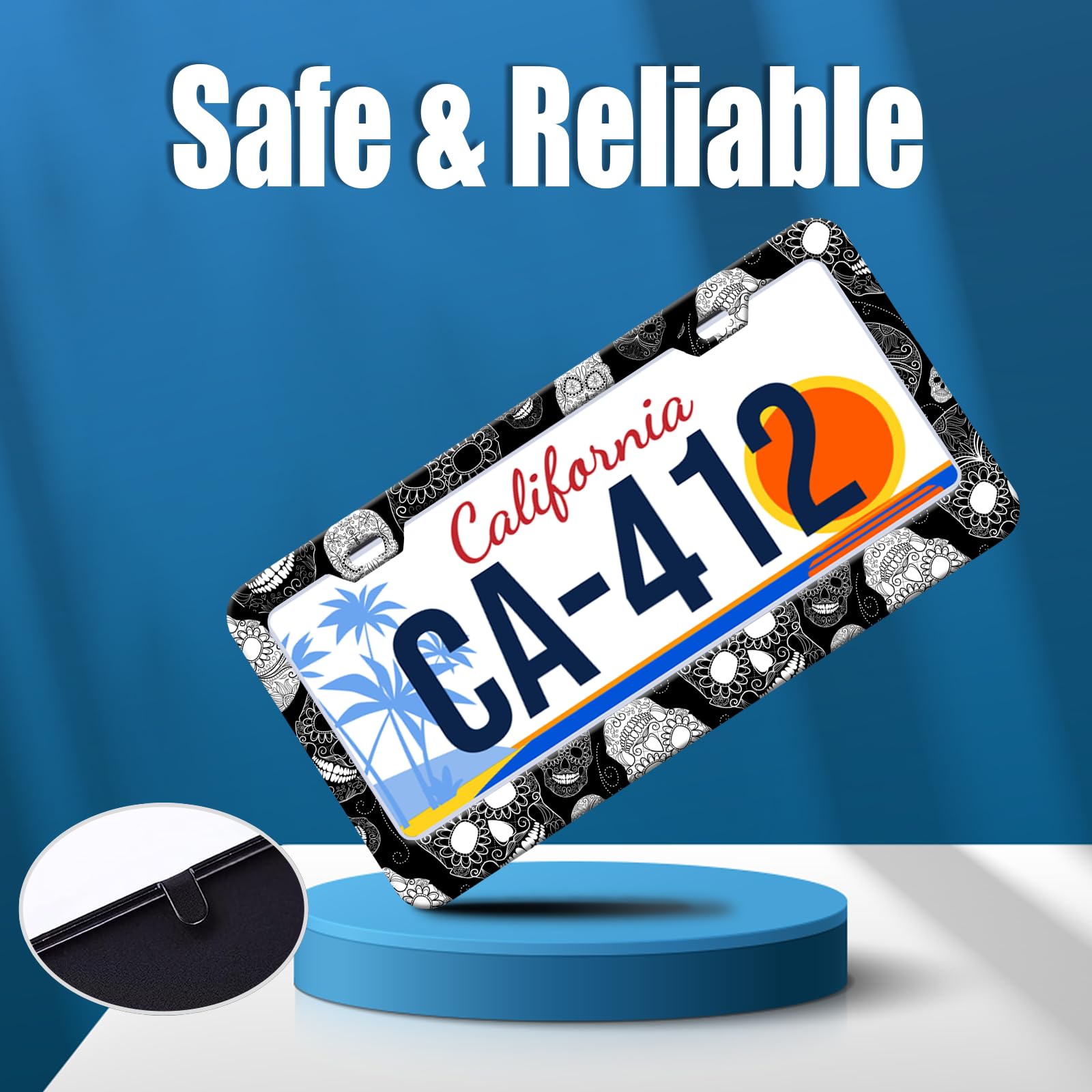 Sugar Skull License Plate Frames Black and White License Plate Holder for Car Decor Parts Personalized Stainless Steel License P