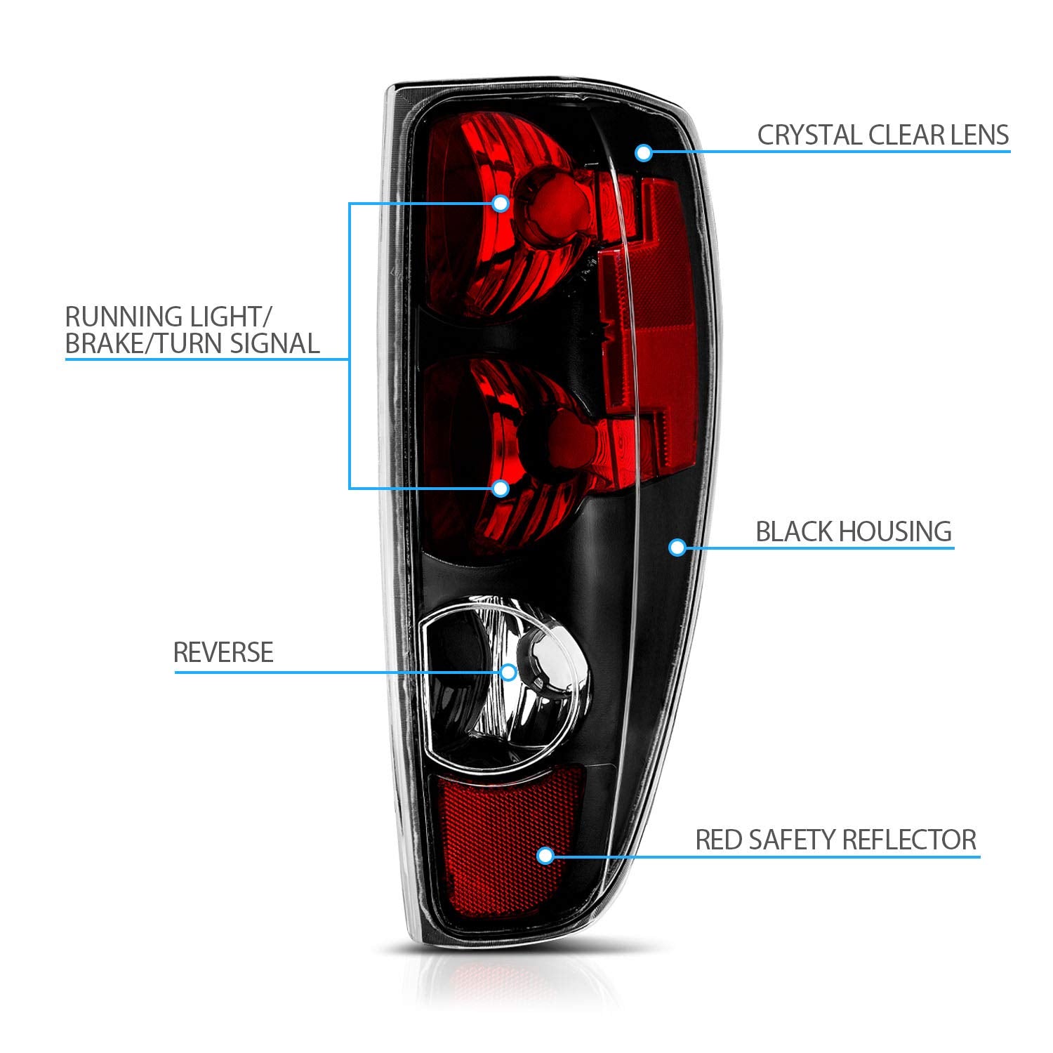 Amerilite Black Replacement Brake Tail Lights Set For 04-12 Chevy Colorado/Gmc Canyon - Passenger And Driver Side