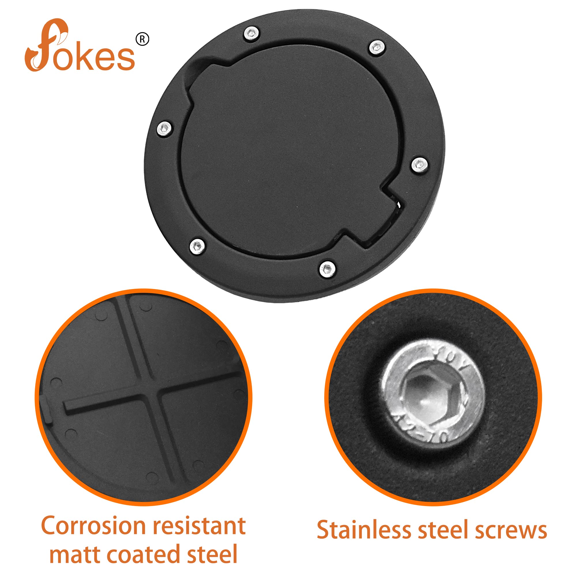 Fuel Filler Door Cover Gas Fuel Tank Cap Cover Black For 2007-2017 Jeep Wrangler Jk & Unlimited 4-Door 2-Door (Aluminium)