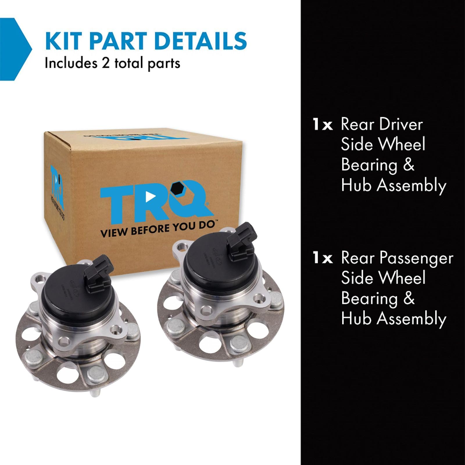 Trq Rear Wheel Hub Bearings Assembly Set Compatible With 2017-2020 Hyundai Elantra 2018-2022 Kona