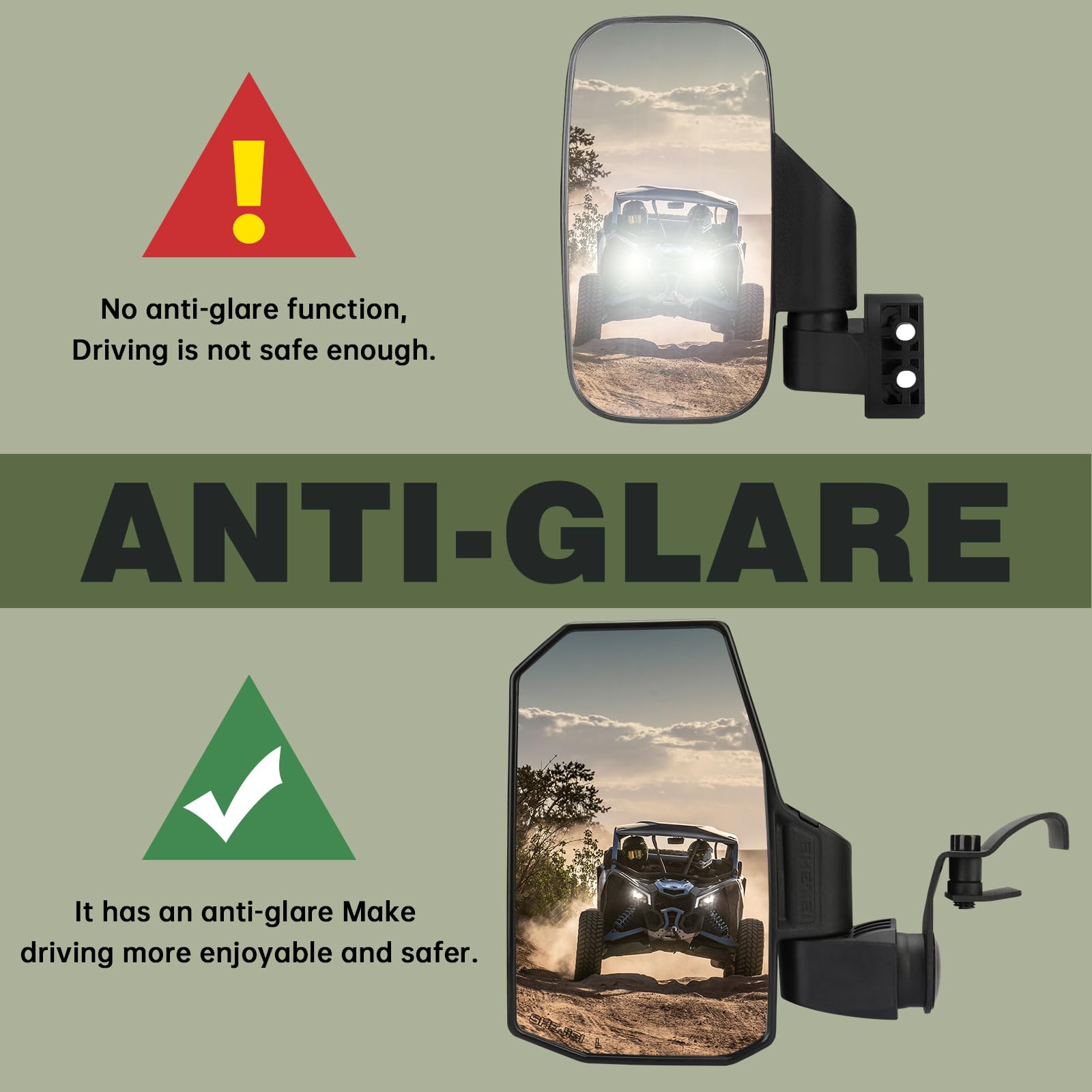 Ranger Side Mirrors,The Spring Back Feature Allows Easy Reset After Fold,2024 New Shejisi Utv Mirrors Compatible With Polaris Ranger 570 900 1000,Polaris General,Can Am Defender Hd 10 8,2021+Commander