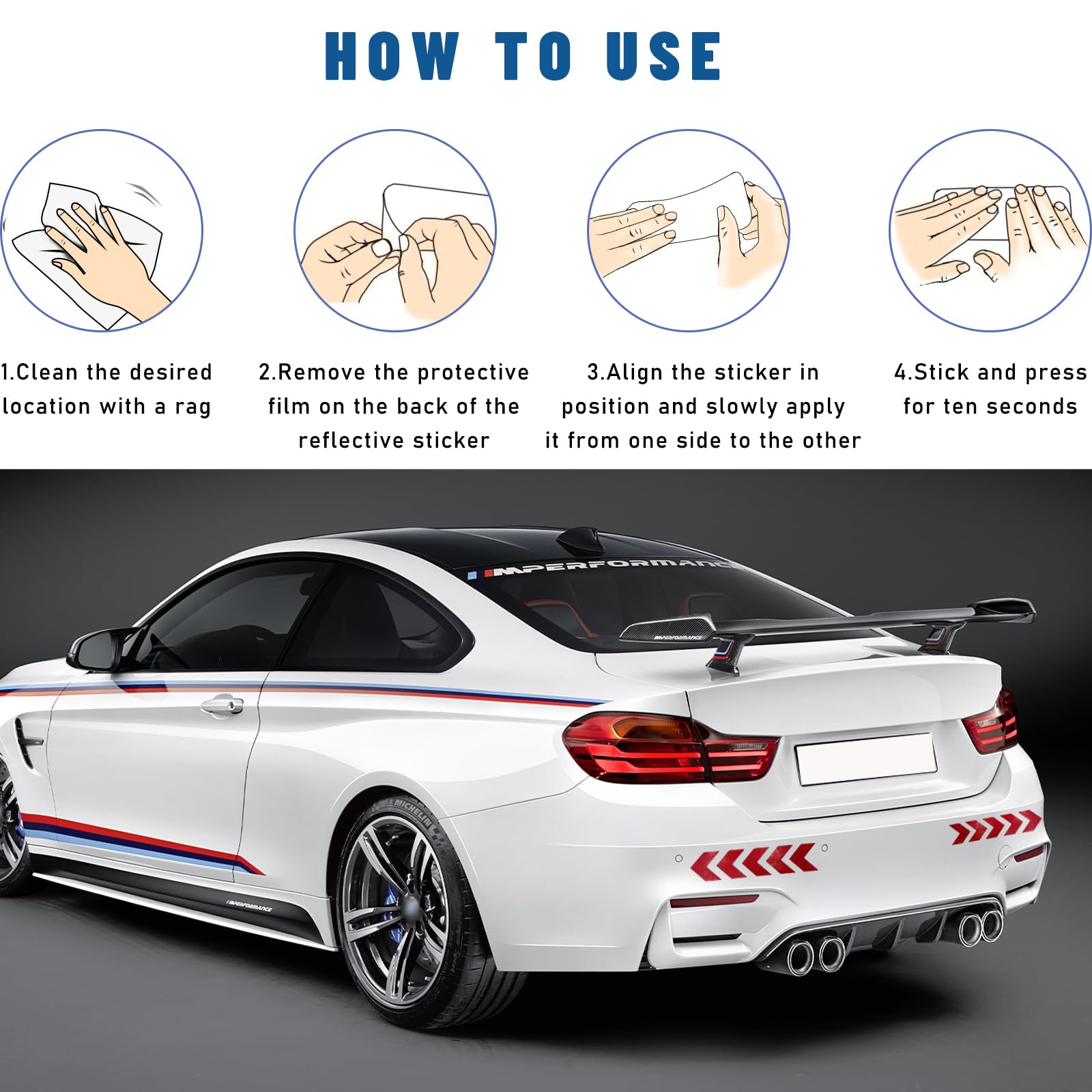 Sylvil 20 PCS Car Arrow Reflective Stickers, Waterproof Safety Warning Sign Reflective Decal, High Night Visibility Reflector Ta