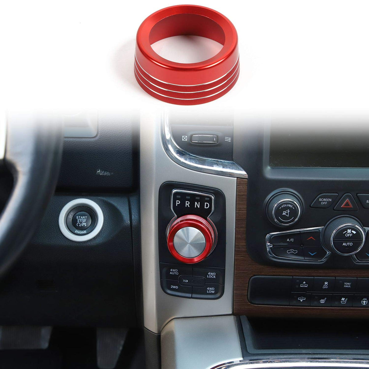 Voodonala For Dodge Ram Aluminum Gear Shift Switch Knob Cover For 2013-2017Ram, 1Pc