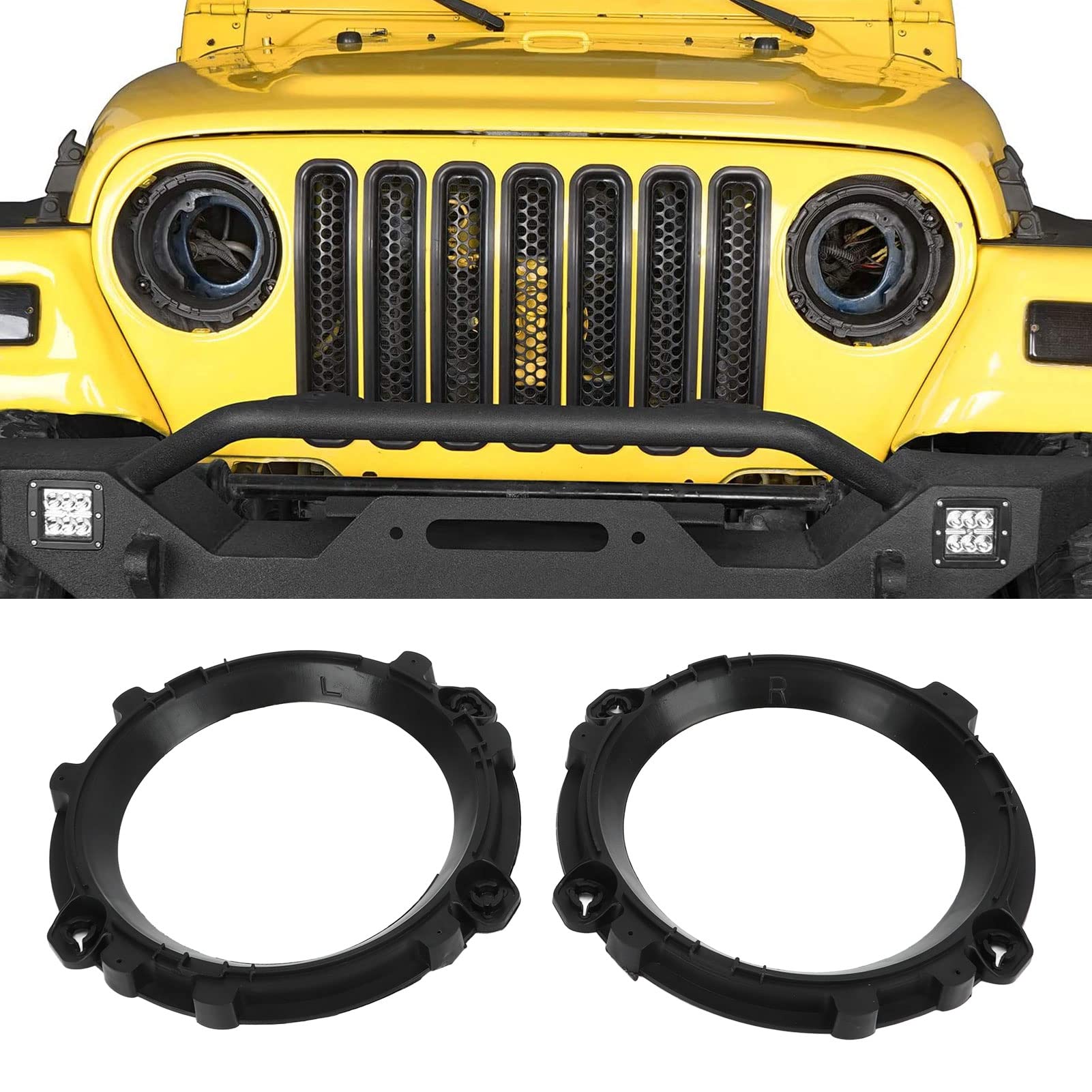 Head Lamp Bucket Base, 7 In Headlight Bezel Mounting Bracket Head Lamp Holder Retainer For Jeep Tj Models 1997-2006
