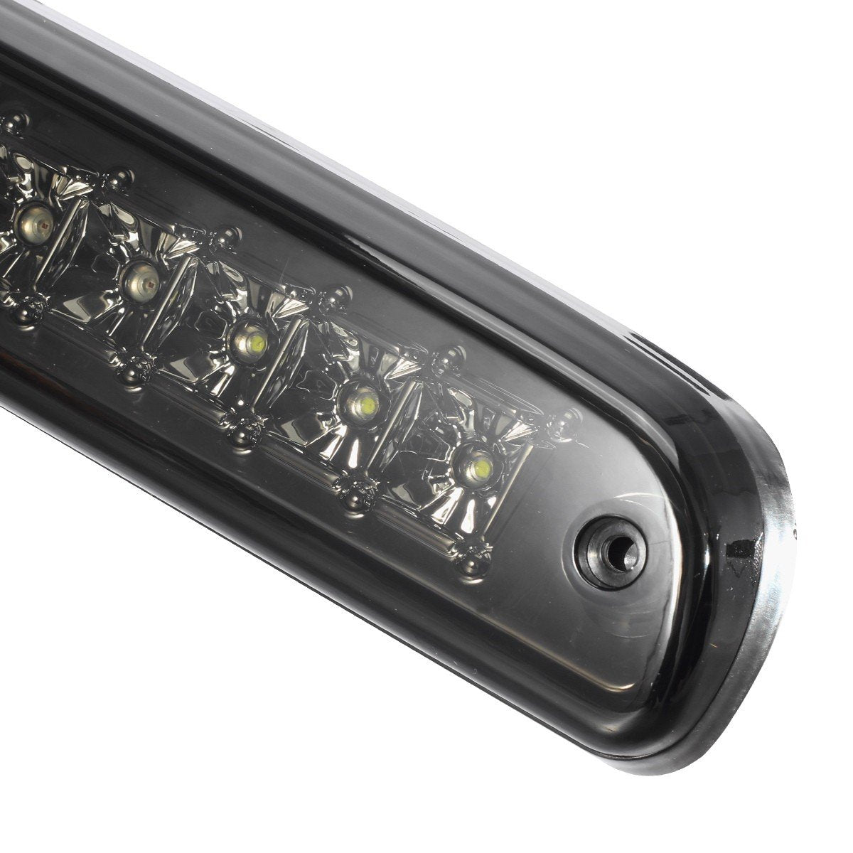 Partsam Red/White 12 Led Smoke Lens Chrome Housing Tail High Mount 3Rd Third Brake Light Cargo Lamp Waterproof Replacement For F