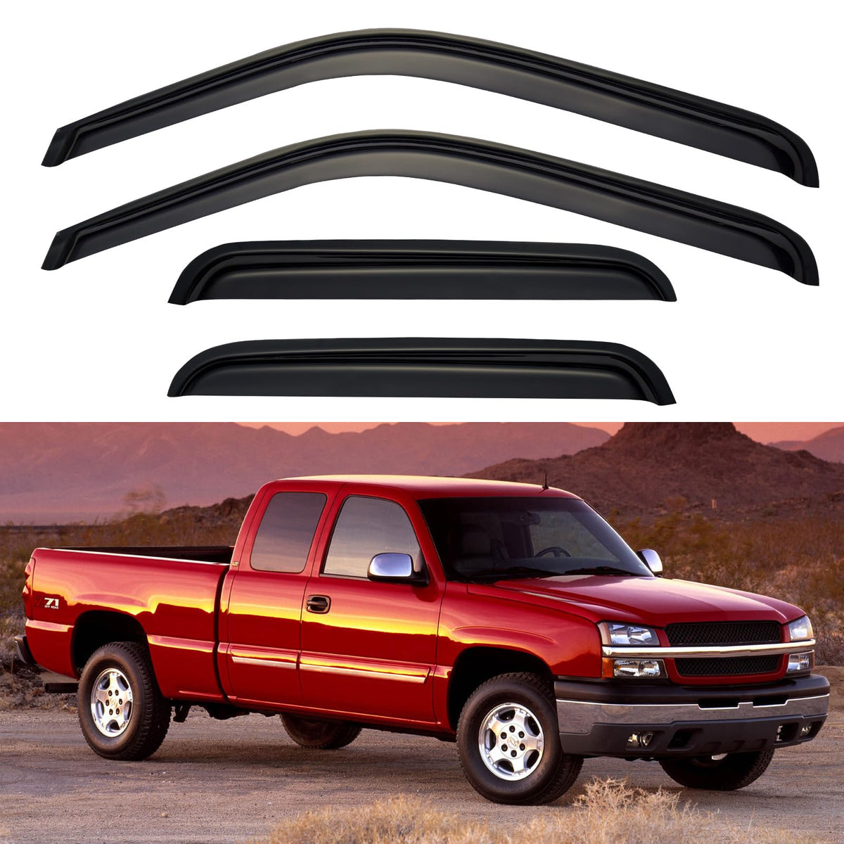 Window Visors Rain Guards for 1999-2006 Chevy Silverado/GMC Sierra 1500/2500/ 3500/ 2500HD, Window Vent Wind Deflectors Visors S