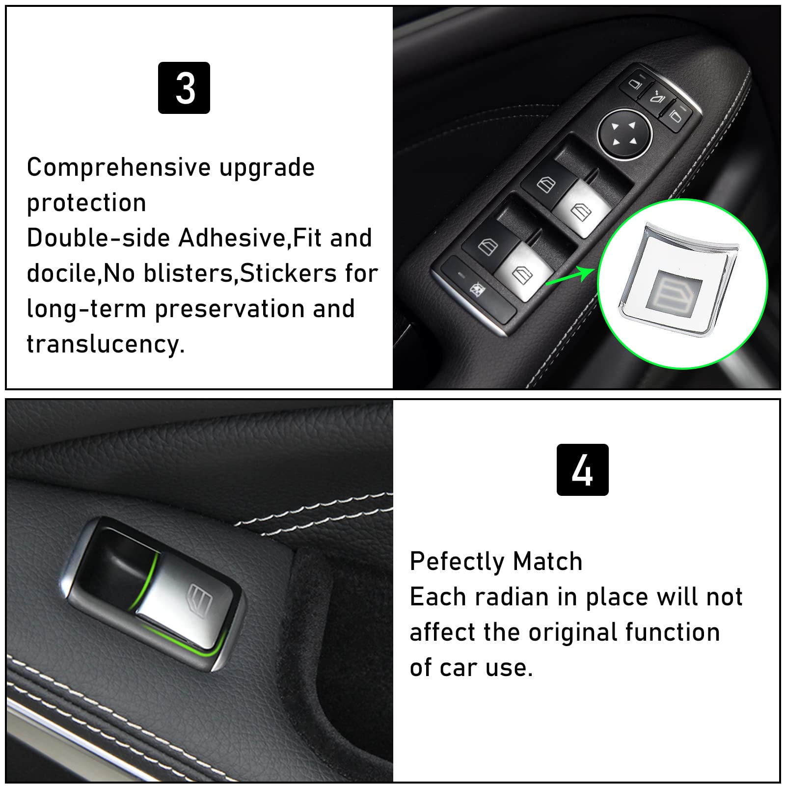 Moonlinks Inner Door Power Window Switch Button Covers Trim Sticker Replacement Compatible With Mercedes Benz A B C E G Gla Cla Glk Gl Ml Gle Class W204 W212 W246 W166 X166 X204 Tesla Modle X S 14 Pcs