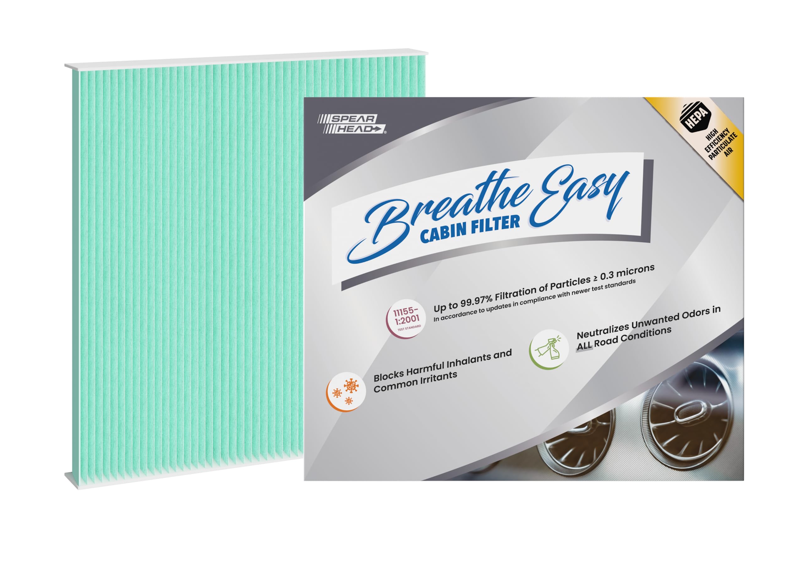 Spearhead Hepa Breathe Easy Cabin Filter, Up To 99.97% Filtration Of 0.3 Micron Particles W/No Airflow Reduction (Be-819H)