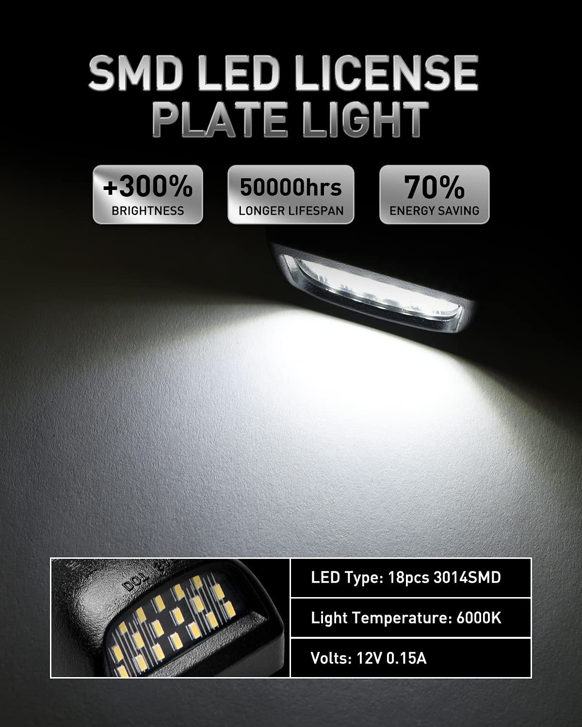 Lesauce Full Led License Plate Light Tag Lamp Assembly Replacement For Chevy Silverado 1500 2500 3500 Suburban Tahoe Gmc Sierra