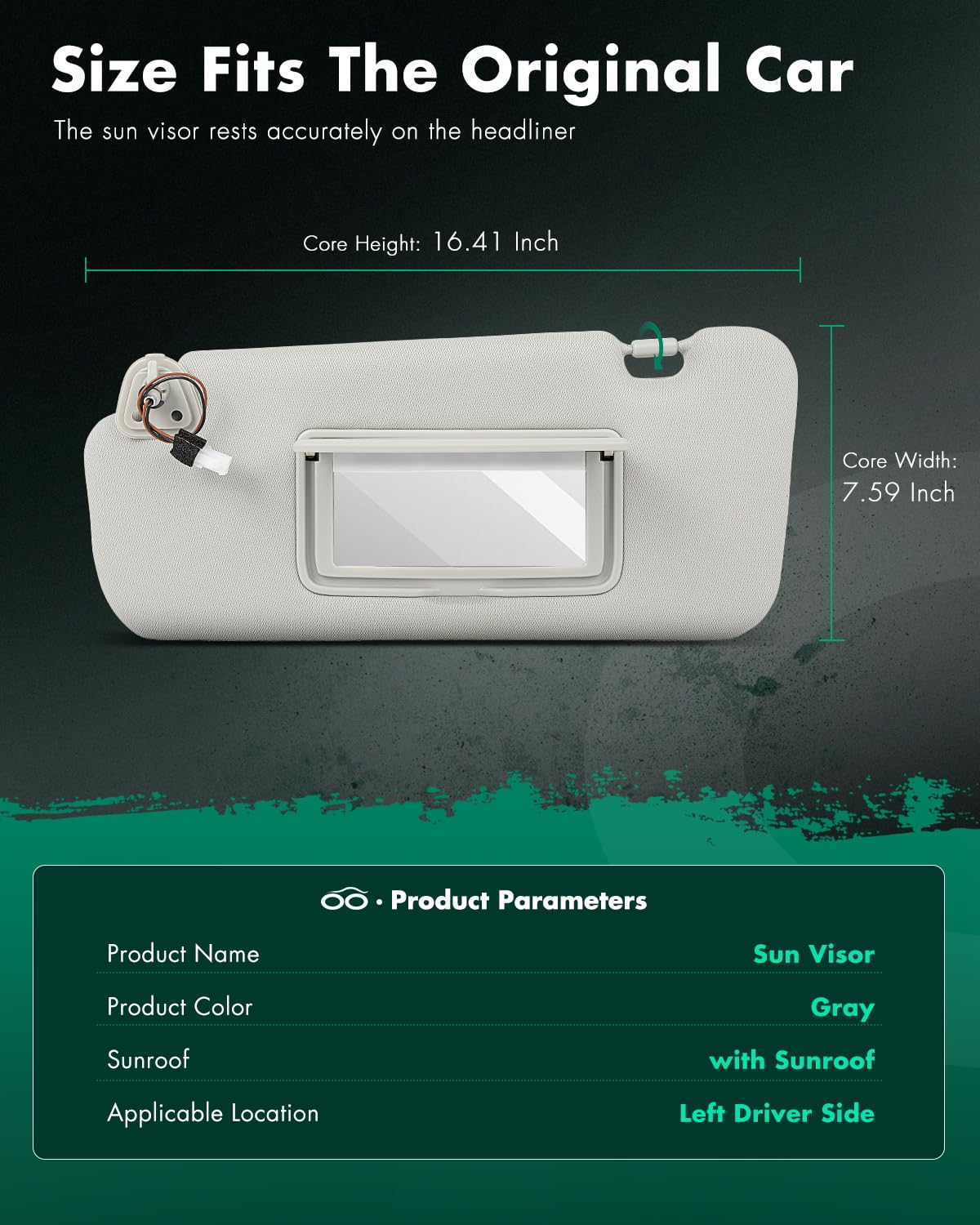 Scitoo Car Sun Visor Assbembly With Mirror Replacement For 2009-2014 For Nissan For Murano Gray With Sunroof(Left Driver Side)