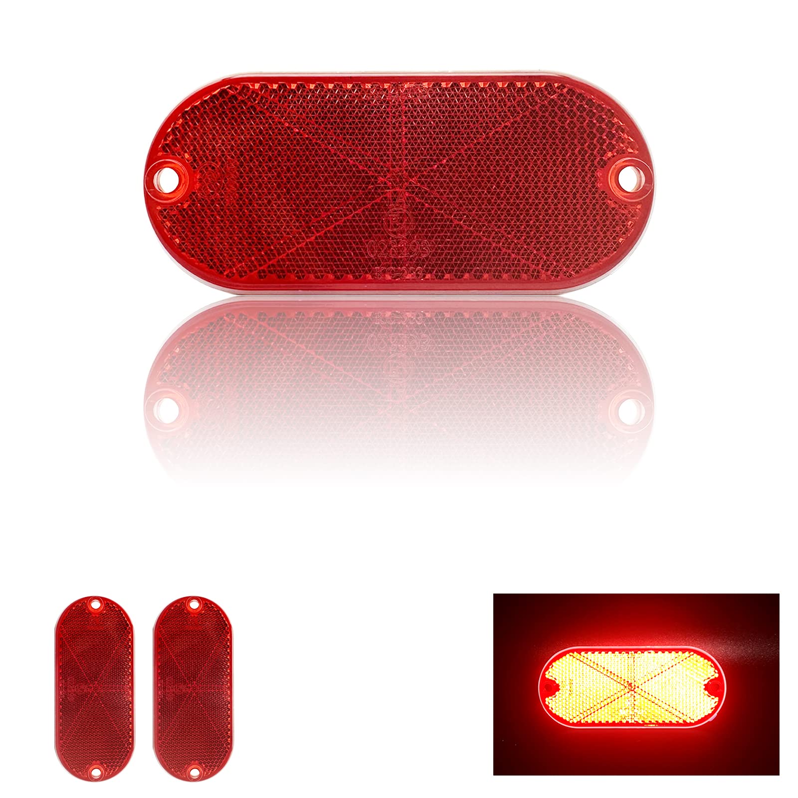 Reflector Self Adhesive Oval 114X50Mm Safety Waterproof Stick On For Driveway Mailbox Trees Fender Trailer