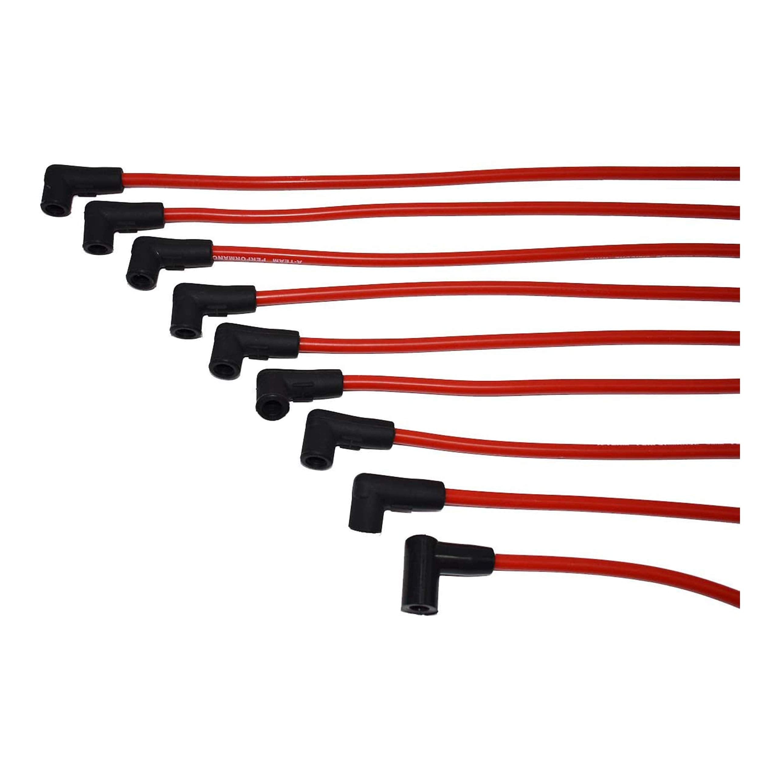 A-Team Performance Red 8.0mm Silicone Spark Plug Wires Set for Chevy GMC V6 V8 4.3L 5.0L 5.7L TBI EFI Automotive