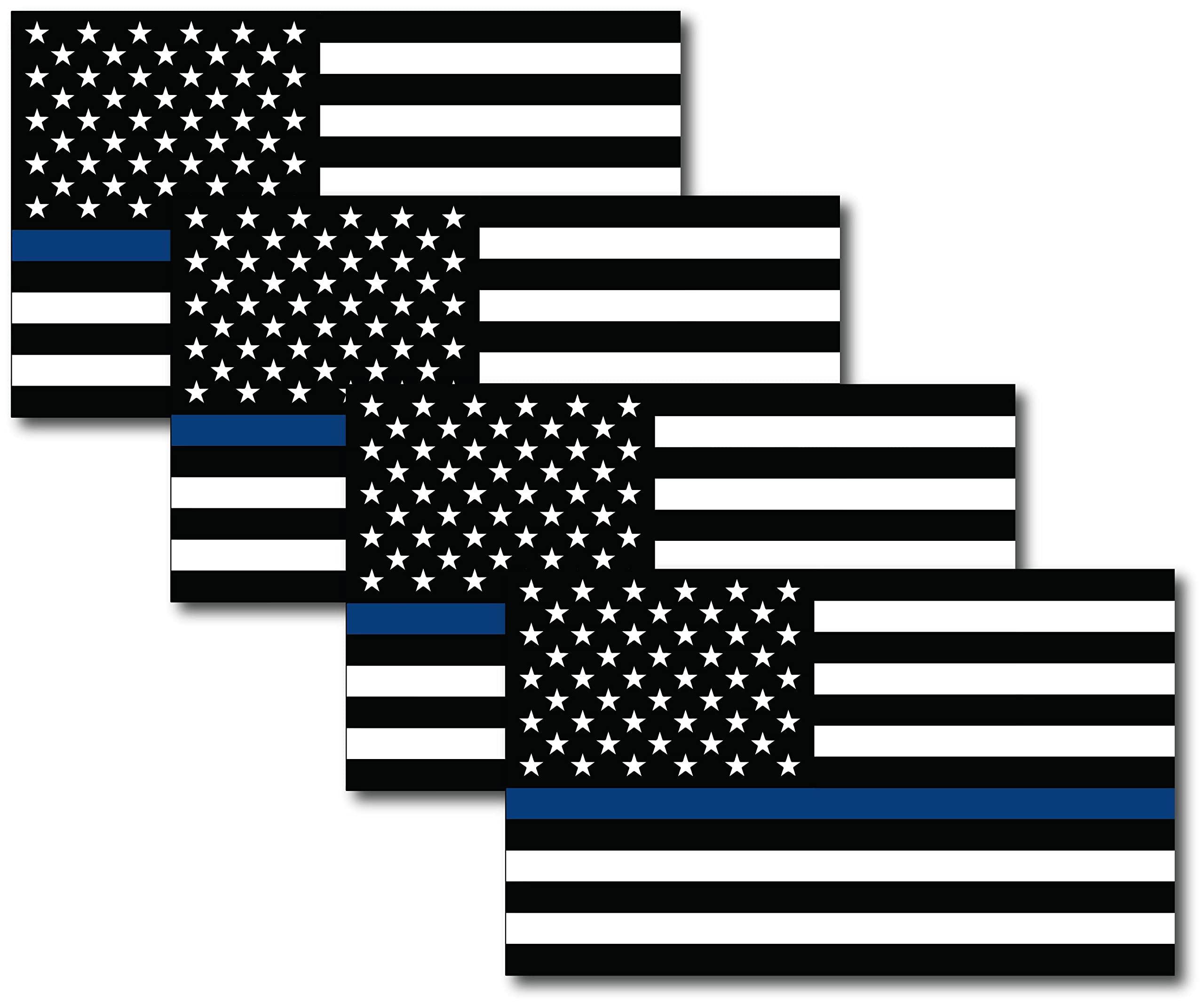 Magnet Me Up Thin Blue Line American Flag Magnet Decal, 3X5 Inches, 4 Pack, Heavy Duty Automotive Magnet For Car Truck Suv, In S