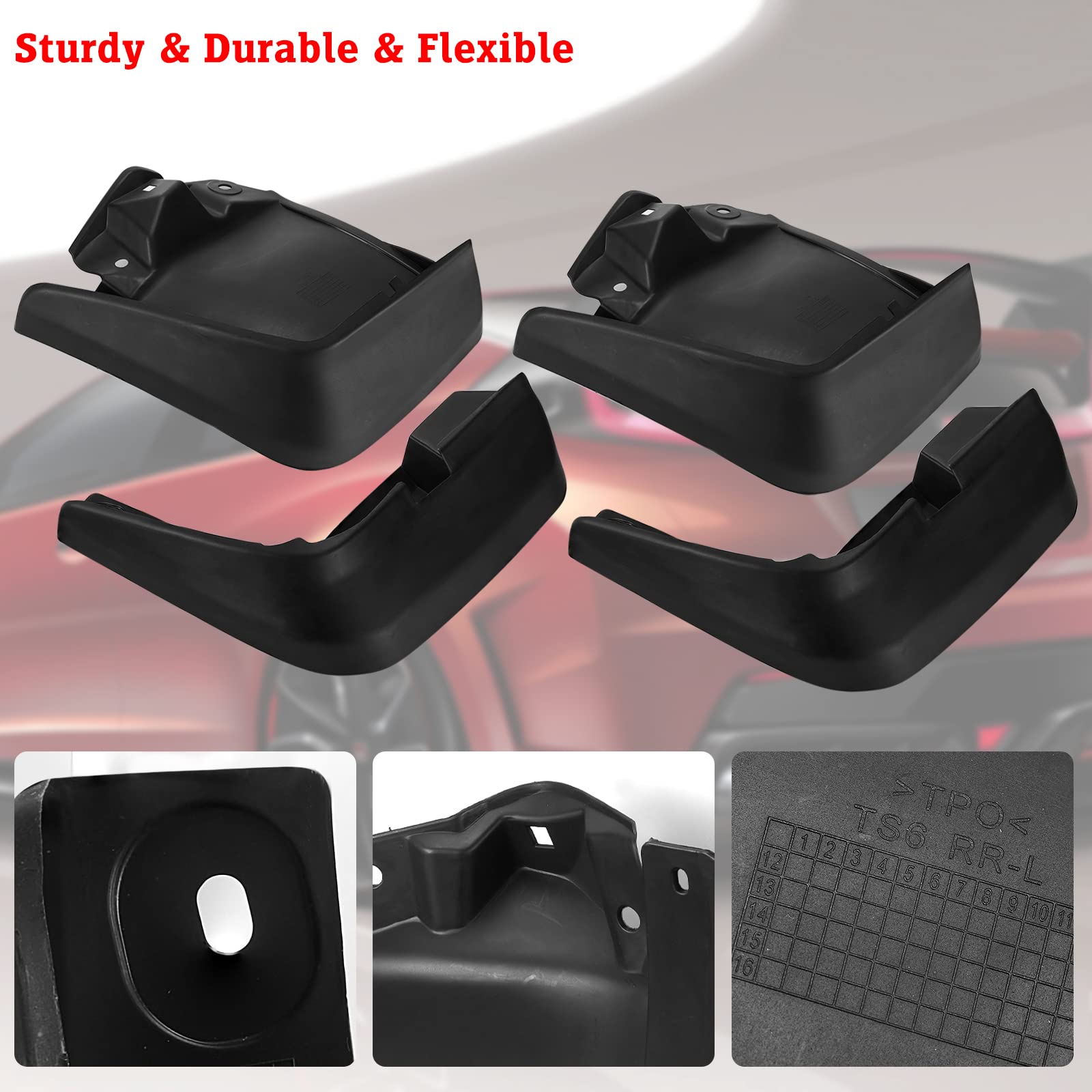 Bdfhyk Mud Flaps Splash Guards 4Pcs Front & Rear Side Mud Guards Compatible For 2012-2015 Honda Civic Sedan Only,With Fender Fla