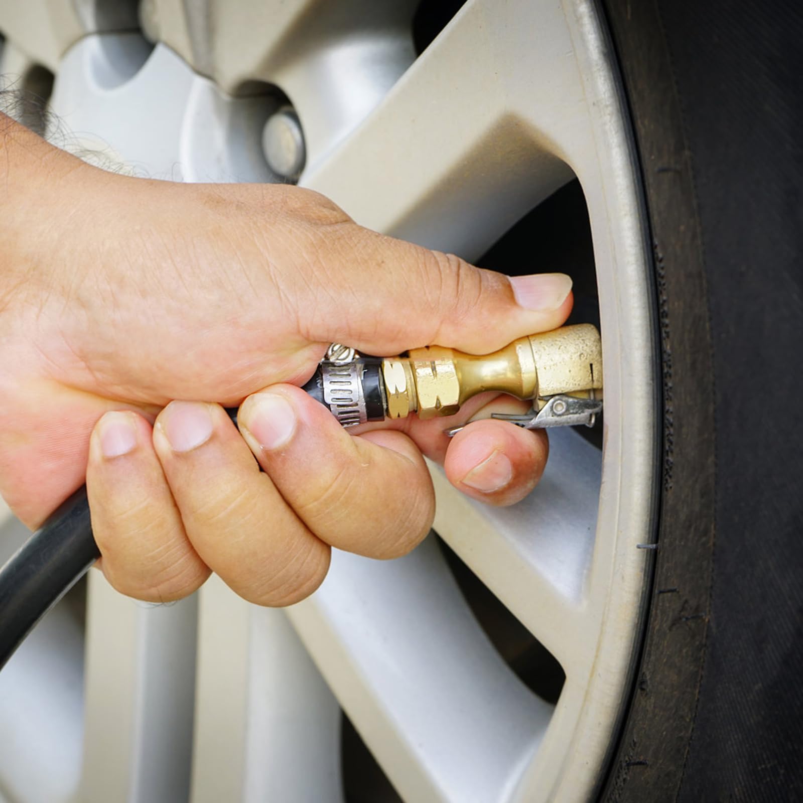 Nqeuepn 2Pcs Brass Air Inflator Adapter, 1/4'' Npt (M) To Standard Valve For Schrader (M) Tire Inflator Connector For Auto Tyre