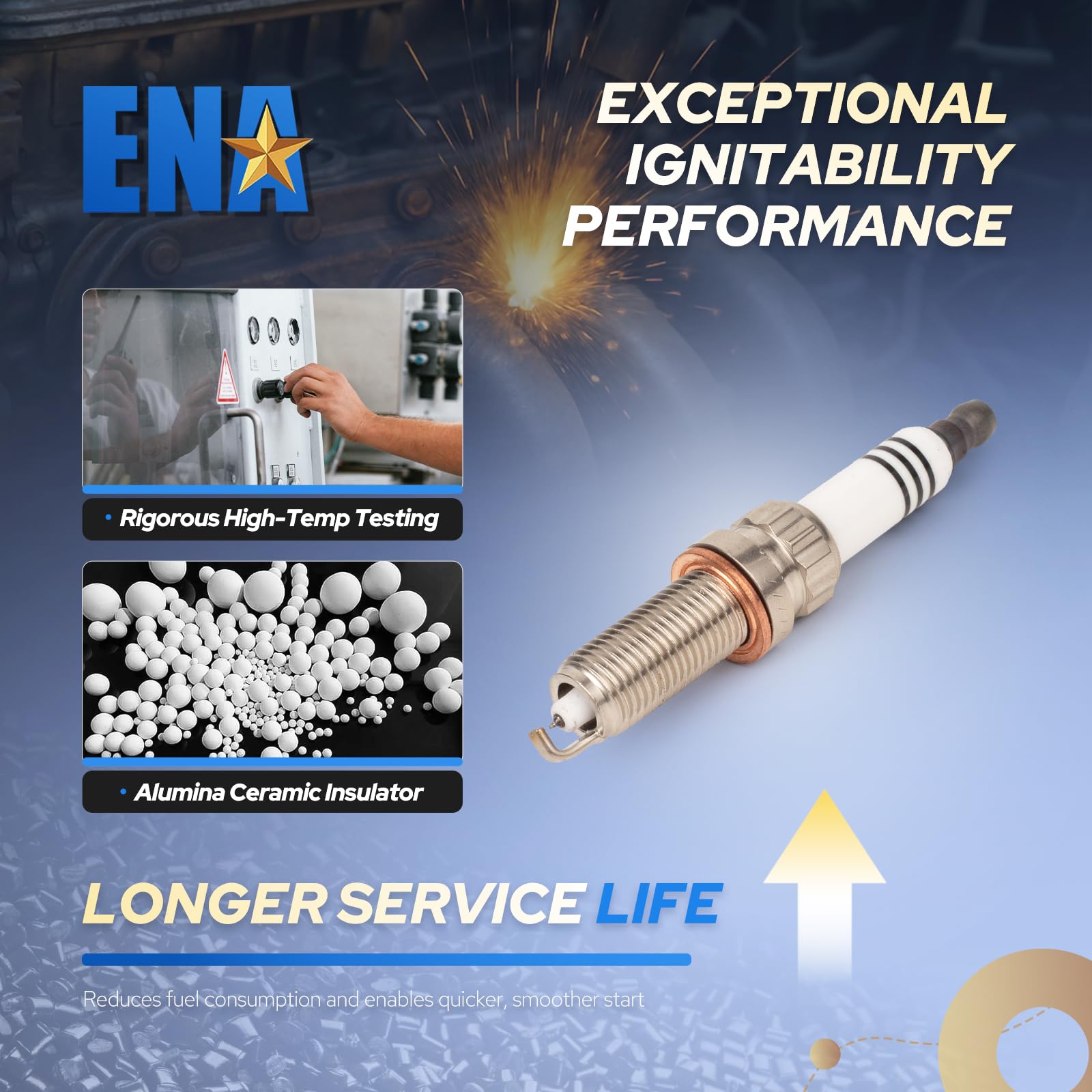 ENA Double Iridium Spark Plugs 6 Pack Compatible with Mercedes-Benz C300 E350 ML350 GLE350 GLK350 R350 SLK350 2012 2013 2014 201