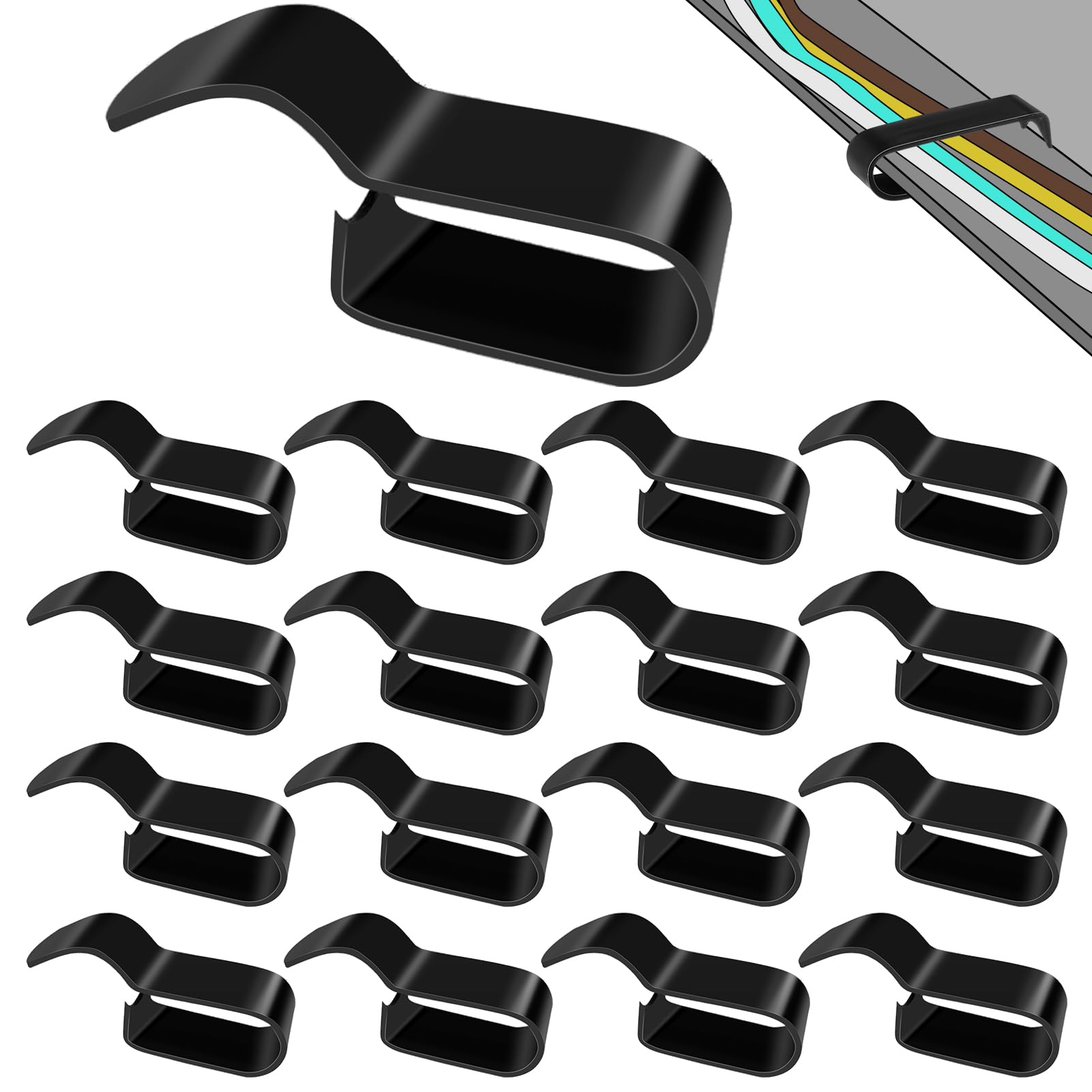 Datanly 50 Pack Trailer Frame Wire Clips Black Push-On Chassis Wire Clips Anti-Corrosion Spring Steel Harness Fasteners for Auto