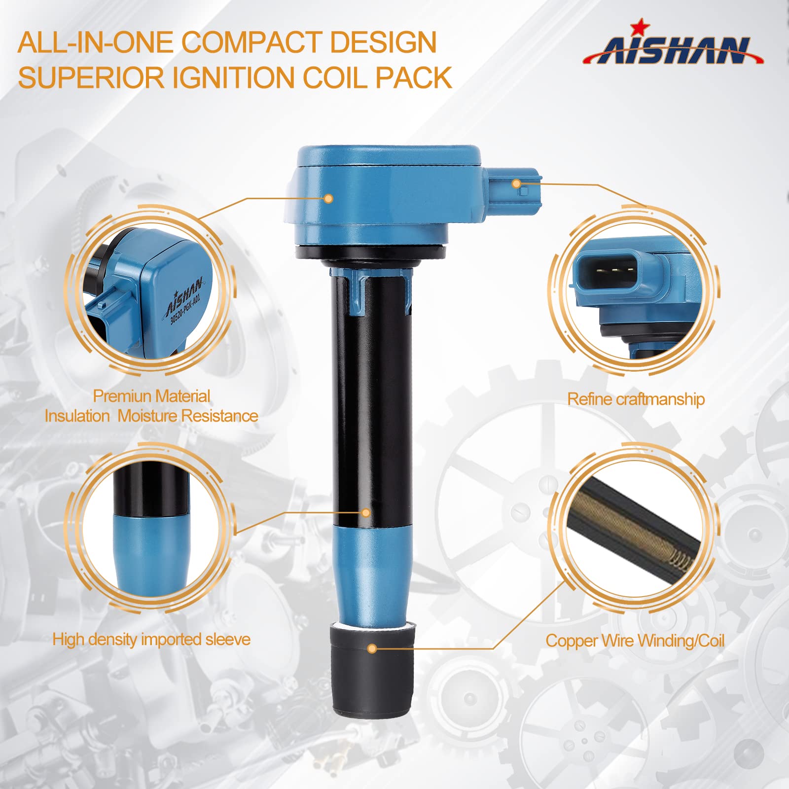 Aishan Set Of 6 Ignition Coil Pack Compatible With Honda Accord Odyssey 3.0L 3.2L 3.5L V6 Acura Tl Cl Rl Lx Ex V6 Vue | Replace#