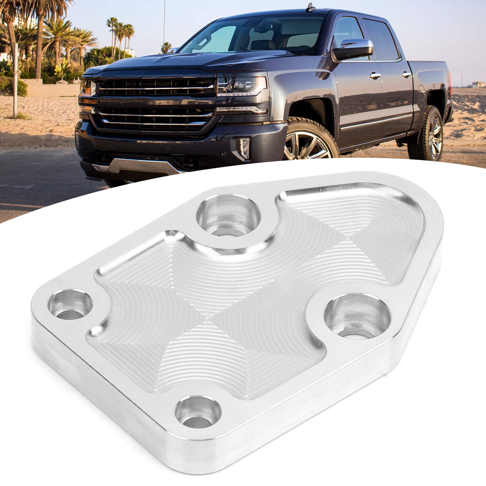 Camrusic Fuel Pump Plate With Gasket And Bolts, Cnc Aluminum Fuel Pump Mounting Plate Kit Compatible With Chevy Small Block 283 327 350 400 Engines