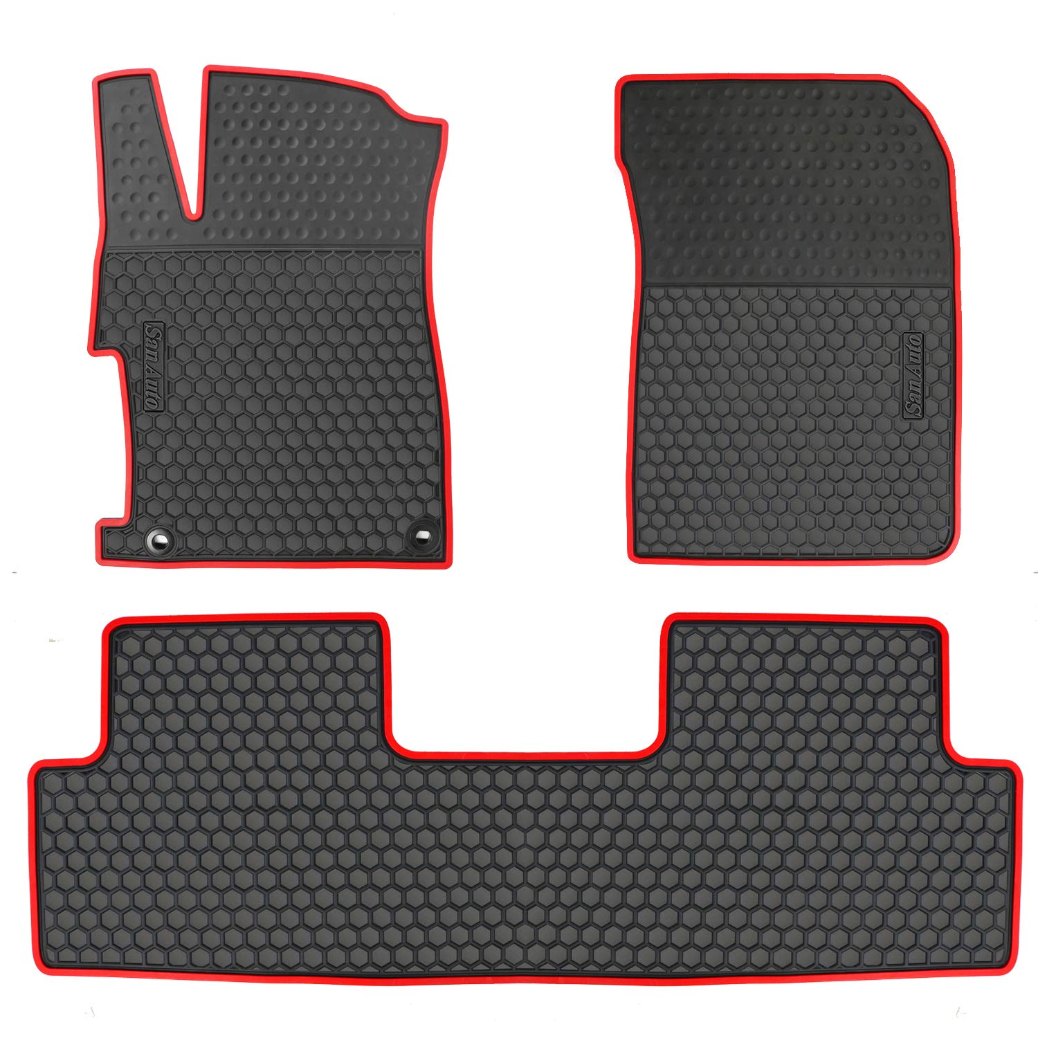 Hd-Mart Car Floor Mat For Honda Civic 9Th Generation 2012 2013 2014 2015, Custom Fit Rubber Black And Red Auto Floor Liners Mat