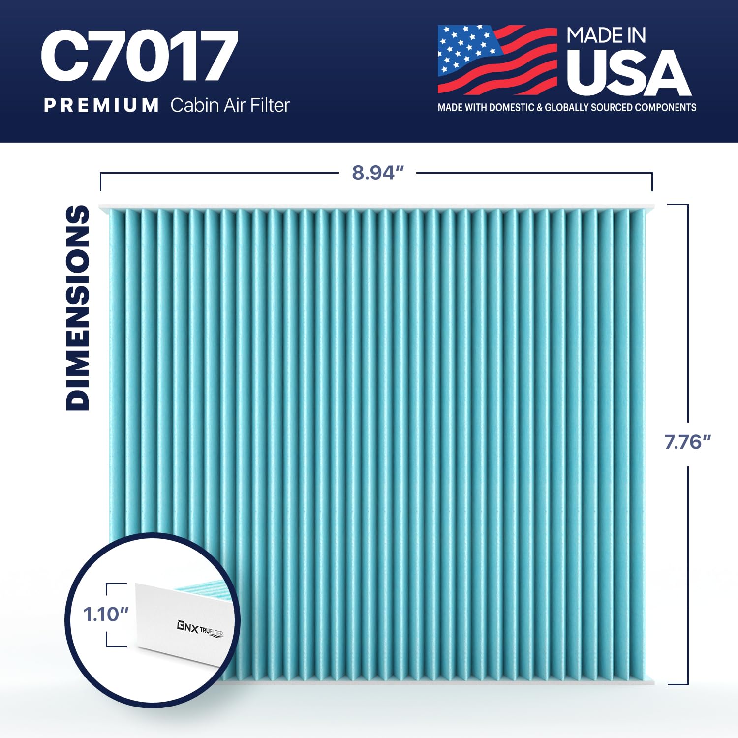 Bnx Trufilter C7017 Cabin Air Filter, Hepa 99.97%, Compatible With Select Infiniti Ex, Fx, G, M, Q, Qx; Compatible With Nissan A