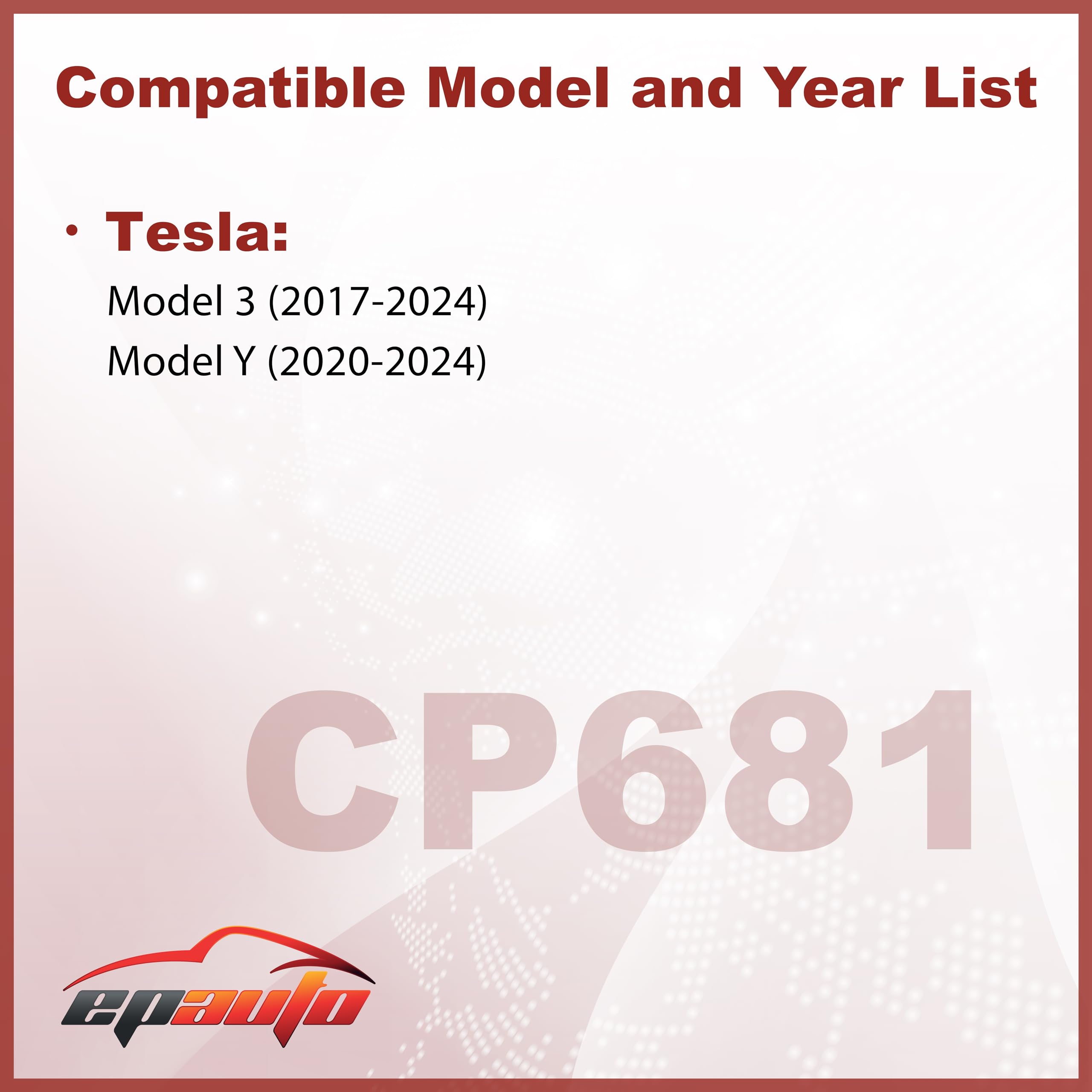 Epauto Cp681 (1107681-00-A) Cabin Air Filter Includes Activated Carbon Replacement For Tesla Model 3 / Model Y