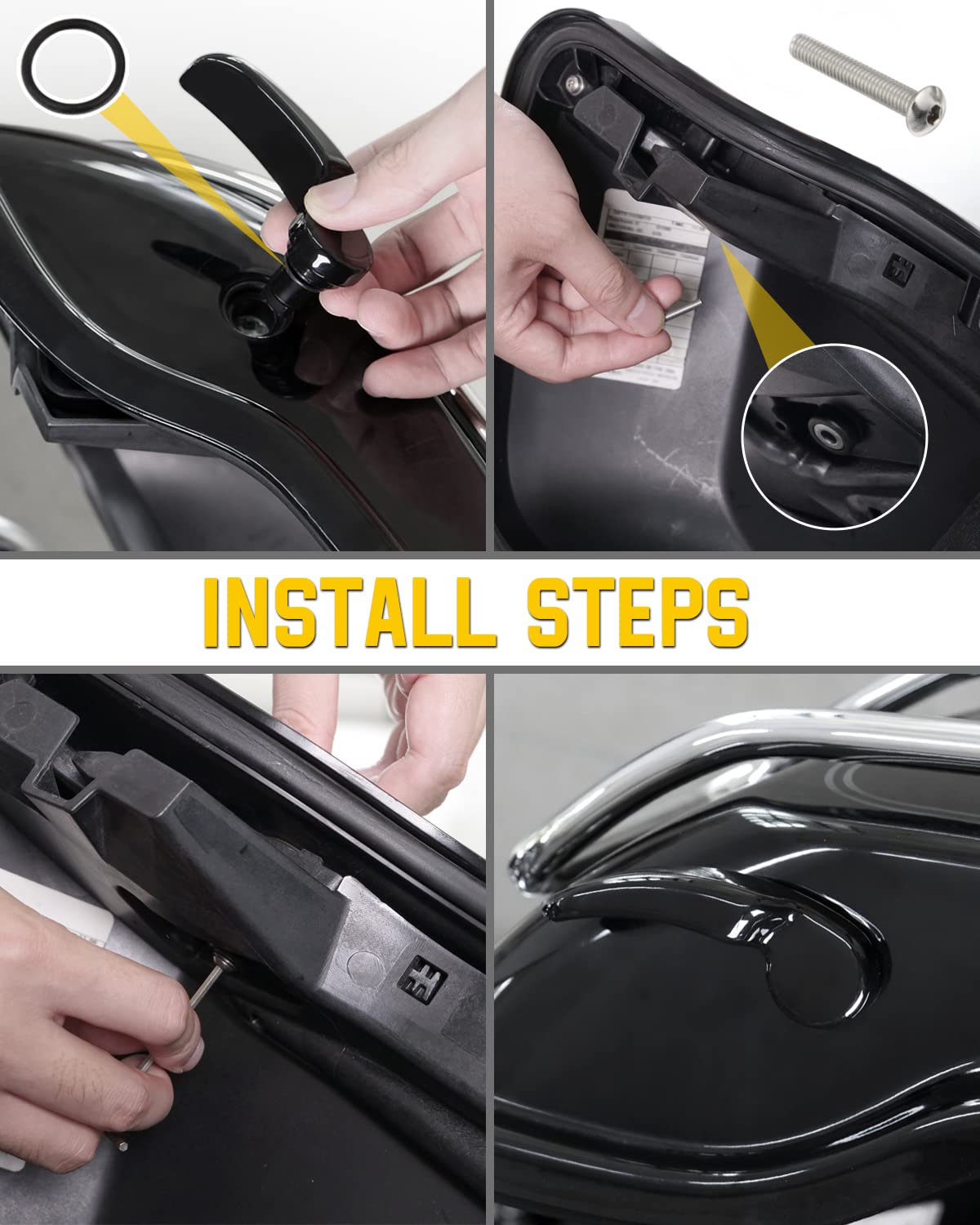 Anonemoto Black Saddlebag Latches Kit, Saddlebag Lifters Compatible For Harley Touring 2014-2024 Street Glide Electra Glide Road