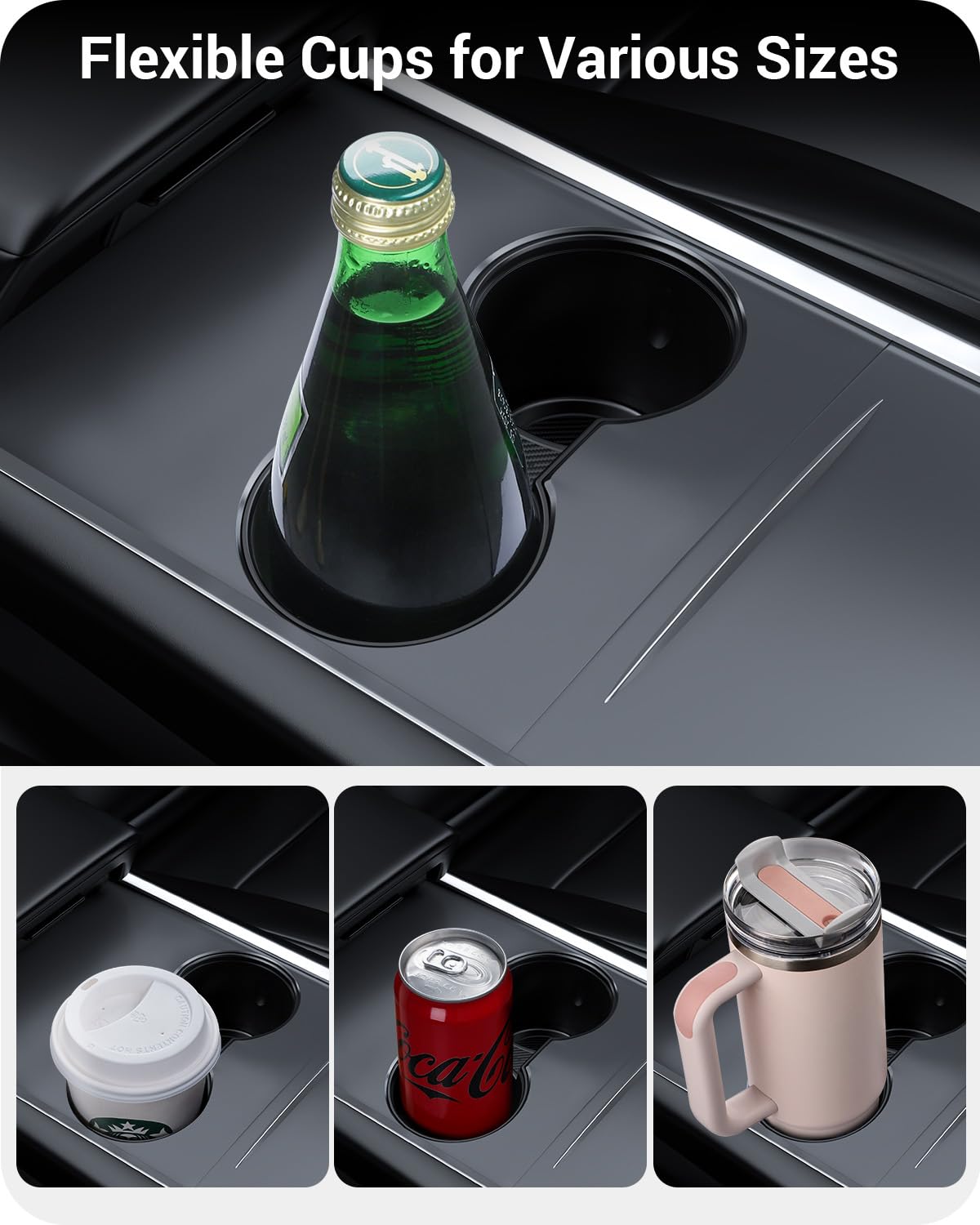 Basenor 2024 2025 Tesla Model 3 Cup Holder Insert Mat For New Tesla Model Y 2025 20226 Refresh (Juniper) Tpe Center Console Mat