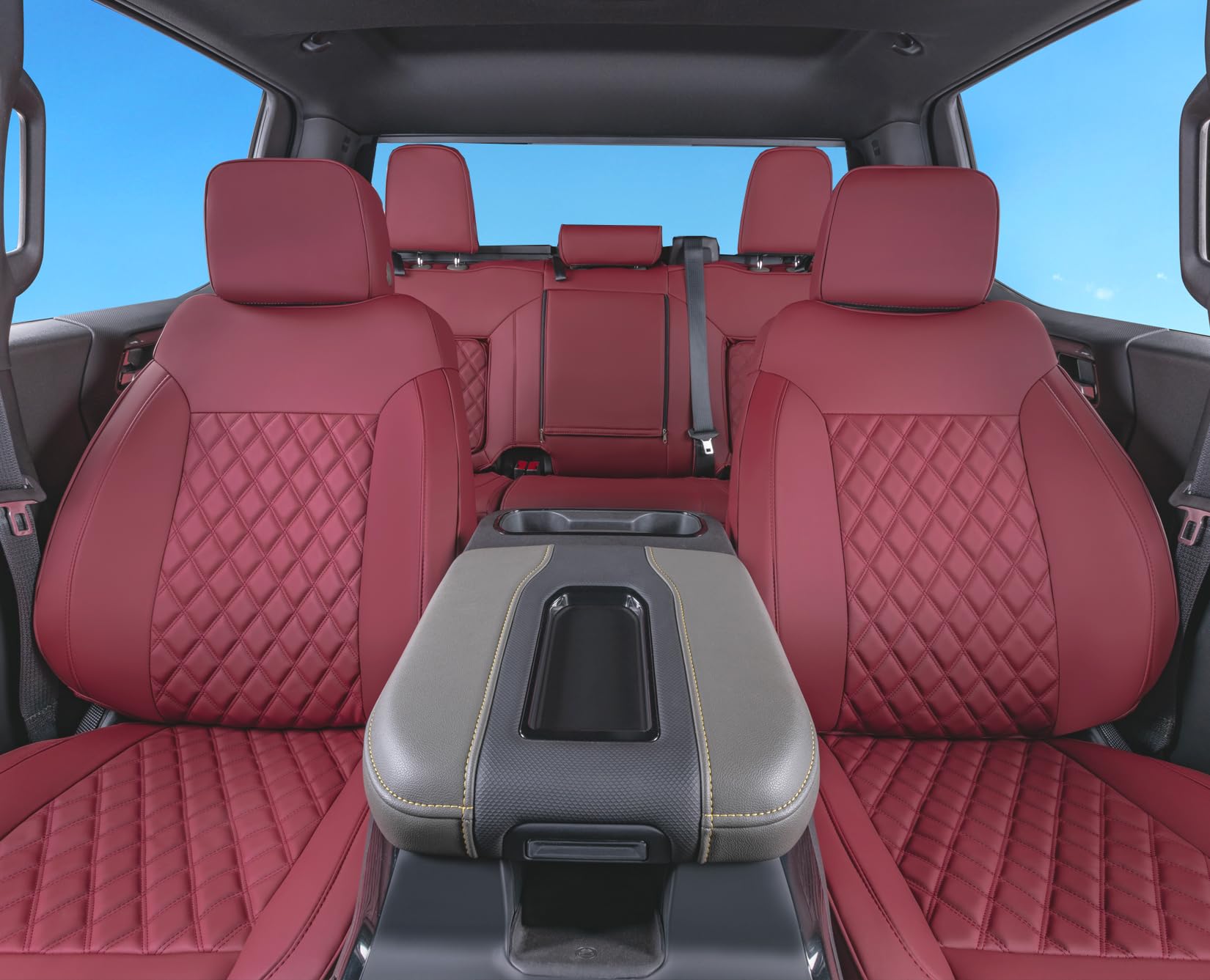 Tandi Custom Fit Silverado Seat Covers Full Set With Faux Leather For Chevy Silverado 2014 2015 2016 2017 2018 & For Gmc Sierra