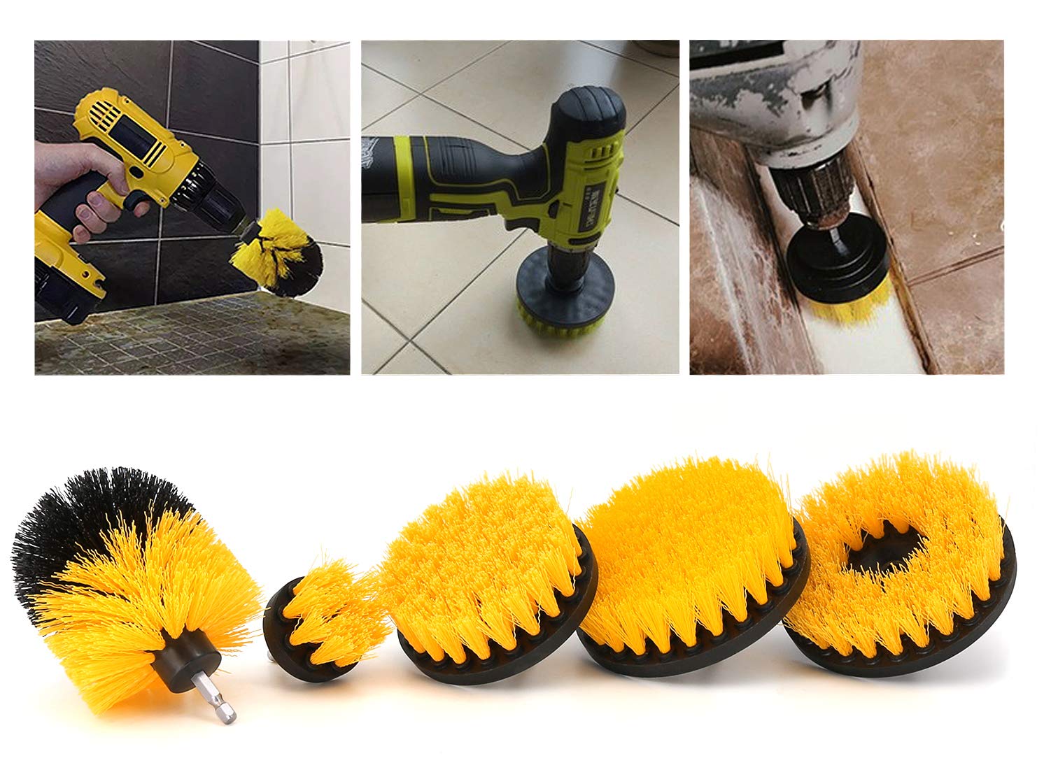 5 Pieces Drill Brush Attachments, Scrubber Brush For Drill, Power Cleaning Kit For Carpet, Car Detailing, Bathroom Surface, Upho