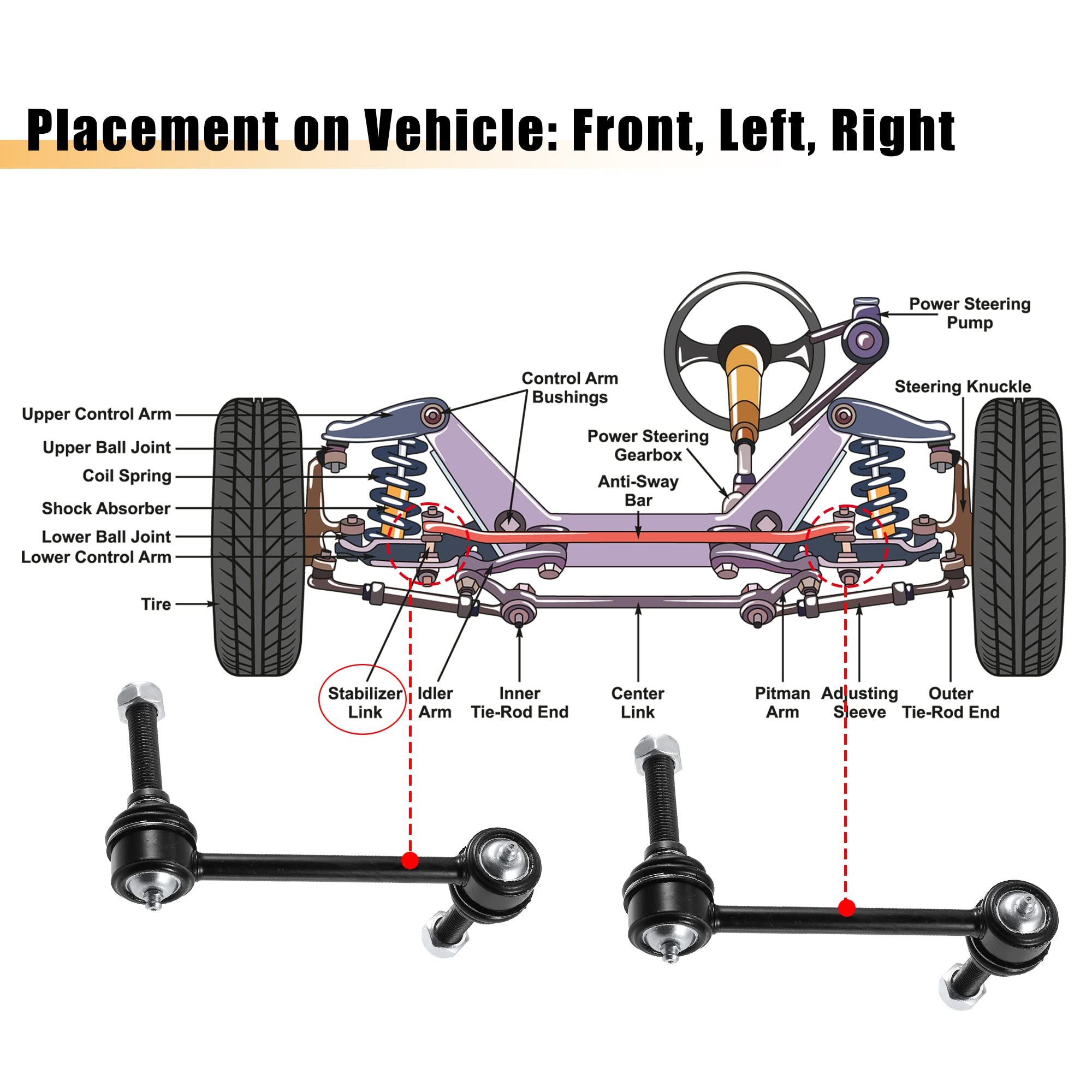 X AUTOHAUX 2pcs Front Sway Bar Links Kit K80946 K80948 for Toyota Tacoma 2005-2022 Stabilizer End Link Replacement Suspension Ki