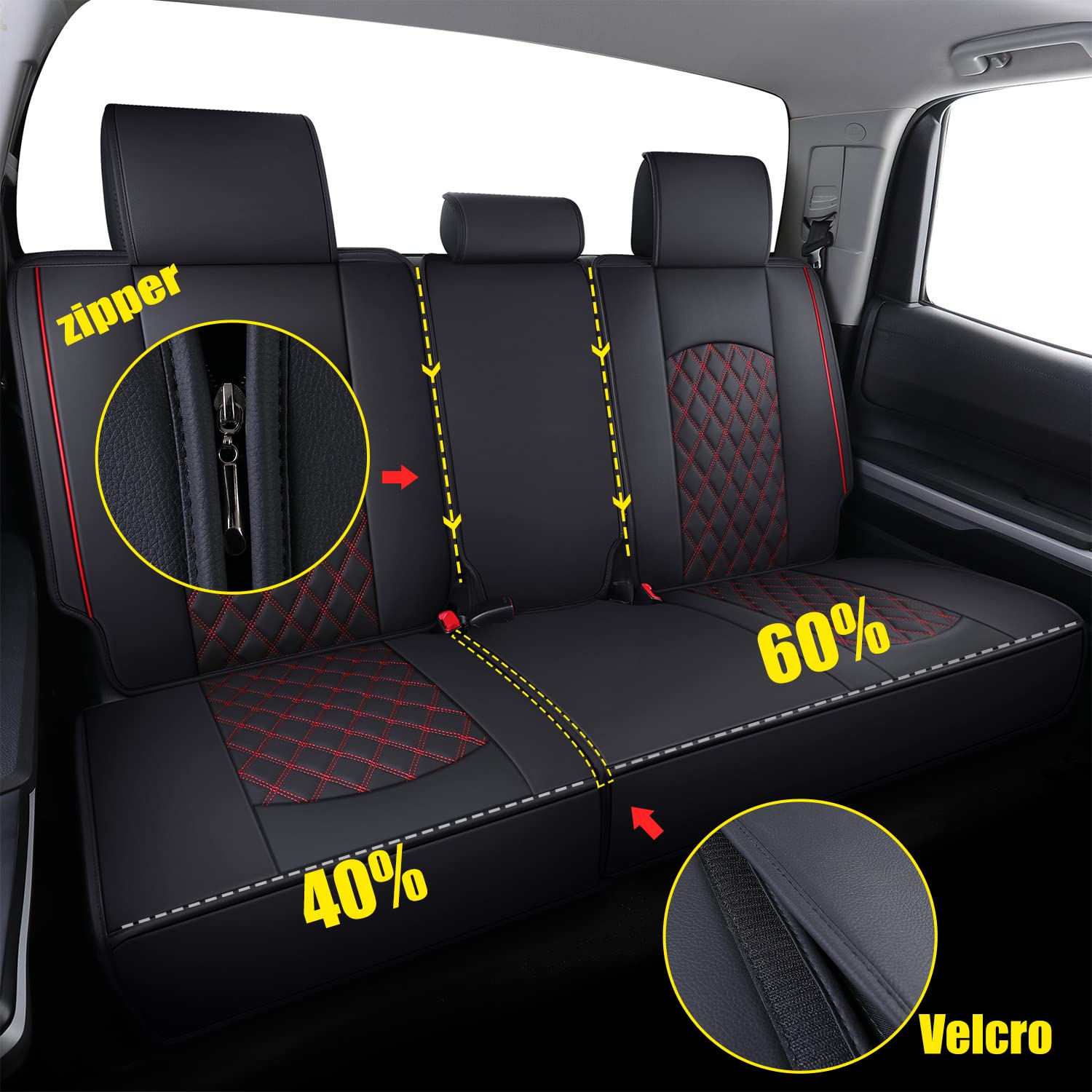 Yiertai Back Seat Covers For 2008-2022 2023 2024 2025 Tundra Crewmax Crew Double Cab Sr5 Sr Platinum Trd Pro Waterproof Leather